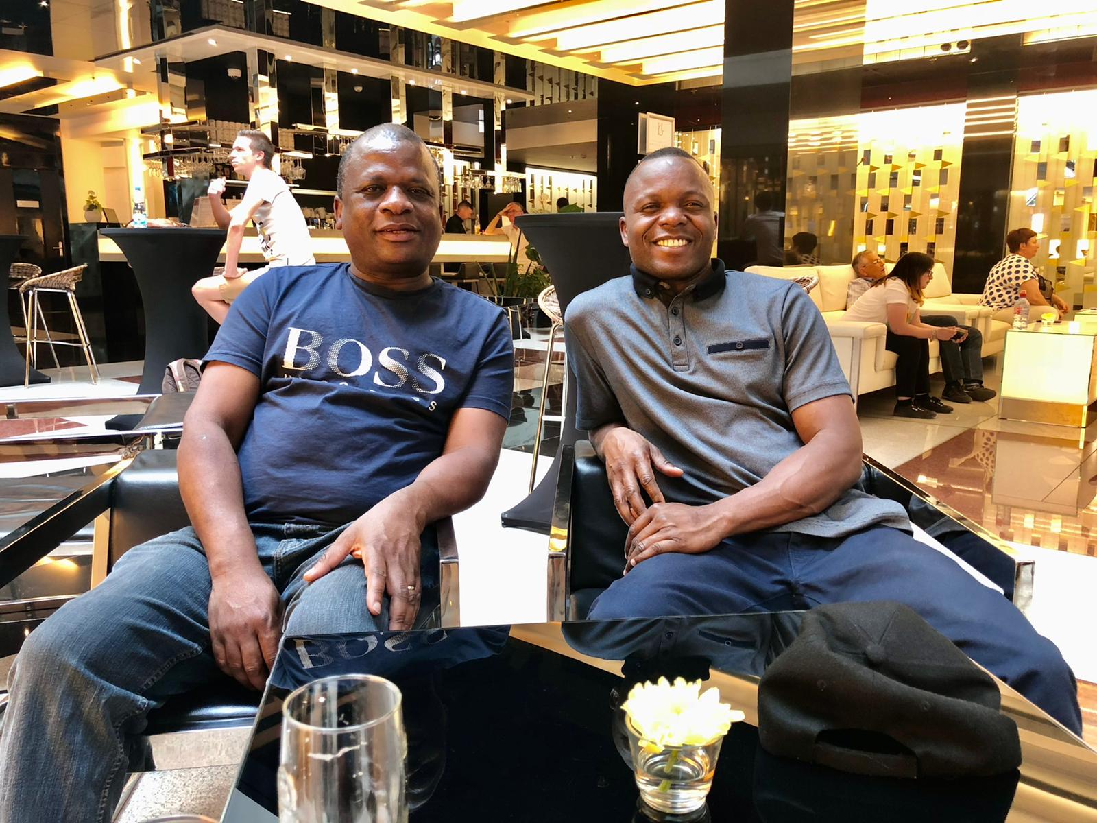 Elias Phiri (left) with Denis Onyango