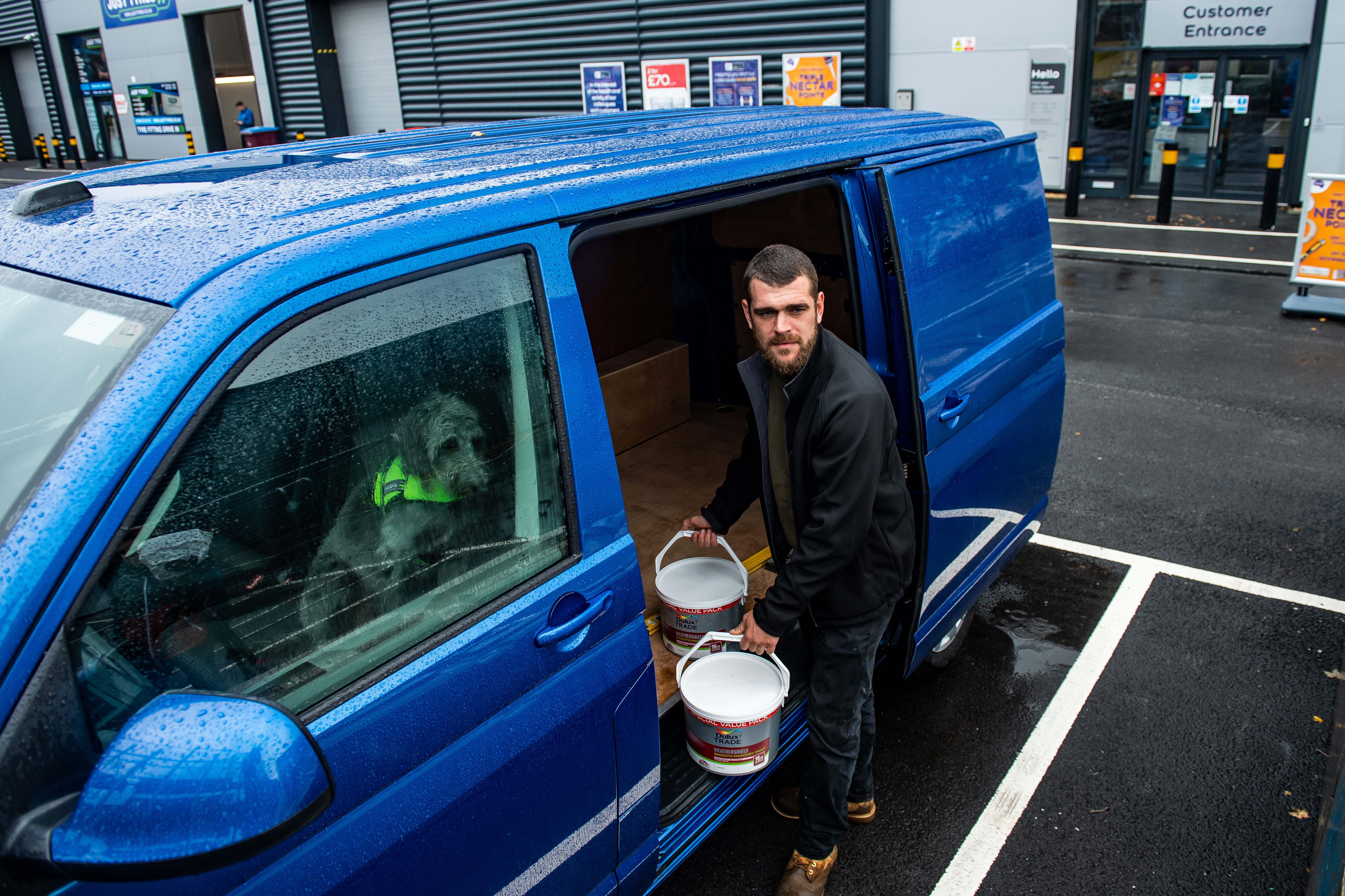 Van owners with dogs