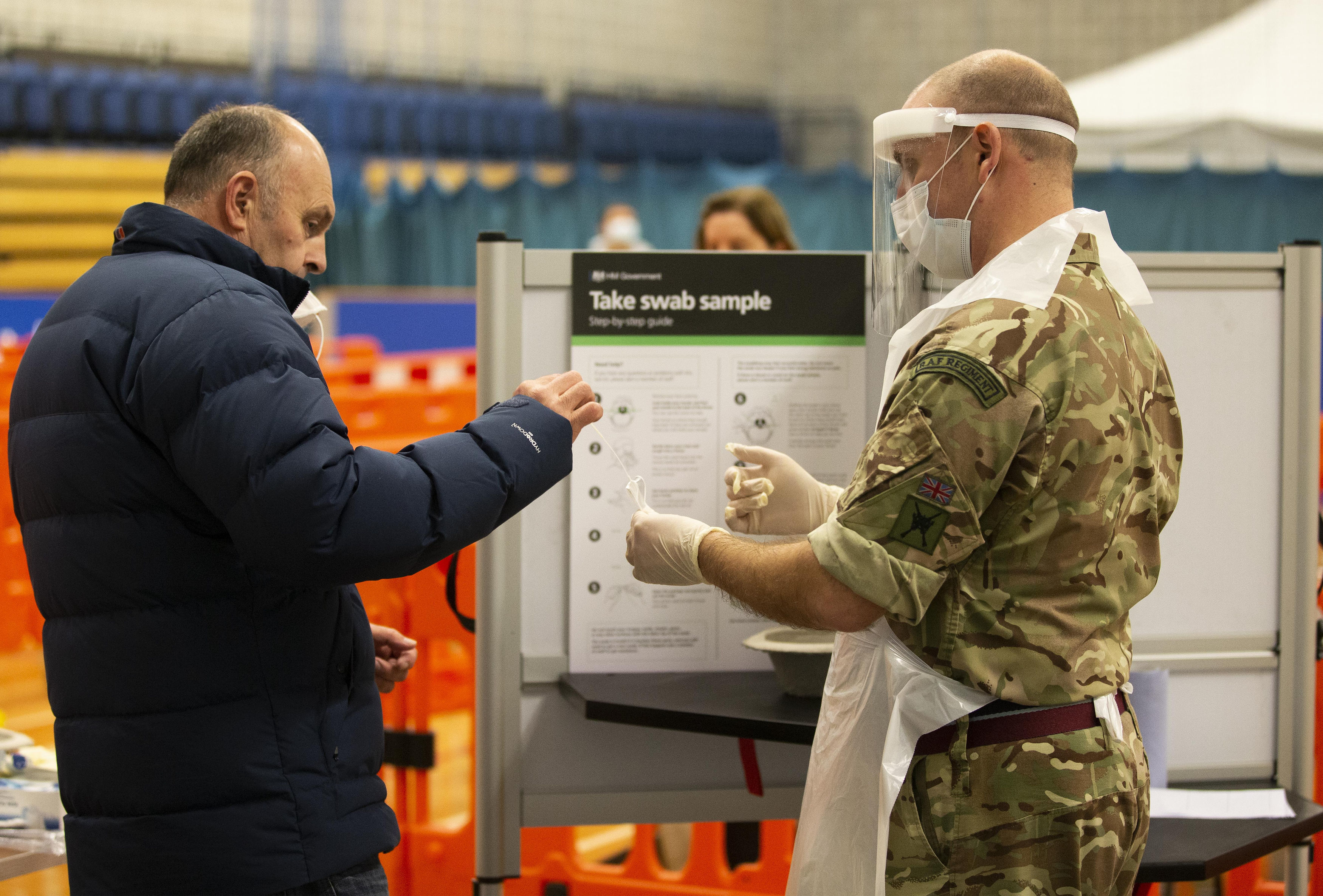 Royal Air Force personnel carrying out coronavirus testing
