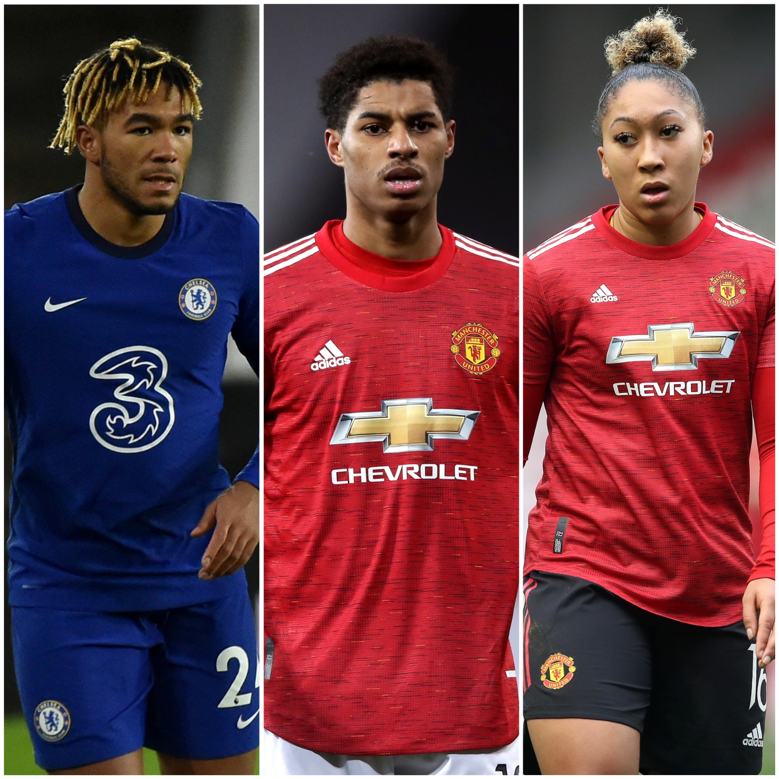 Reece James, Marcus Rashford and Lauren James have all received abuse on social media
