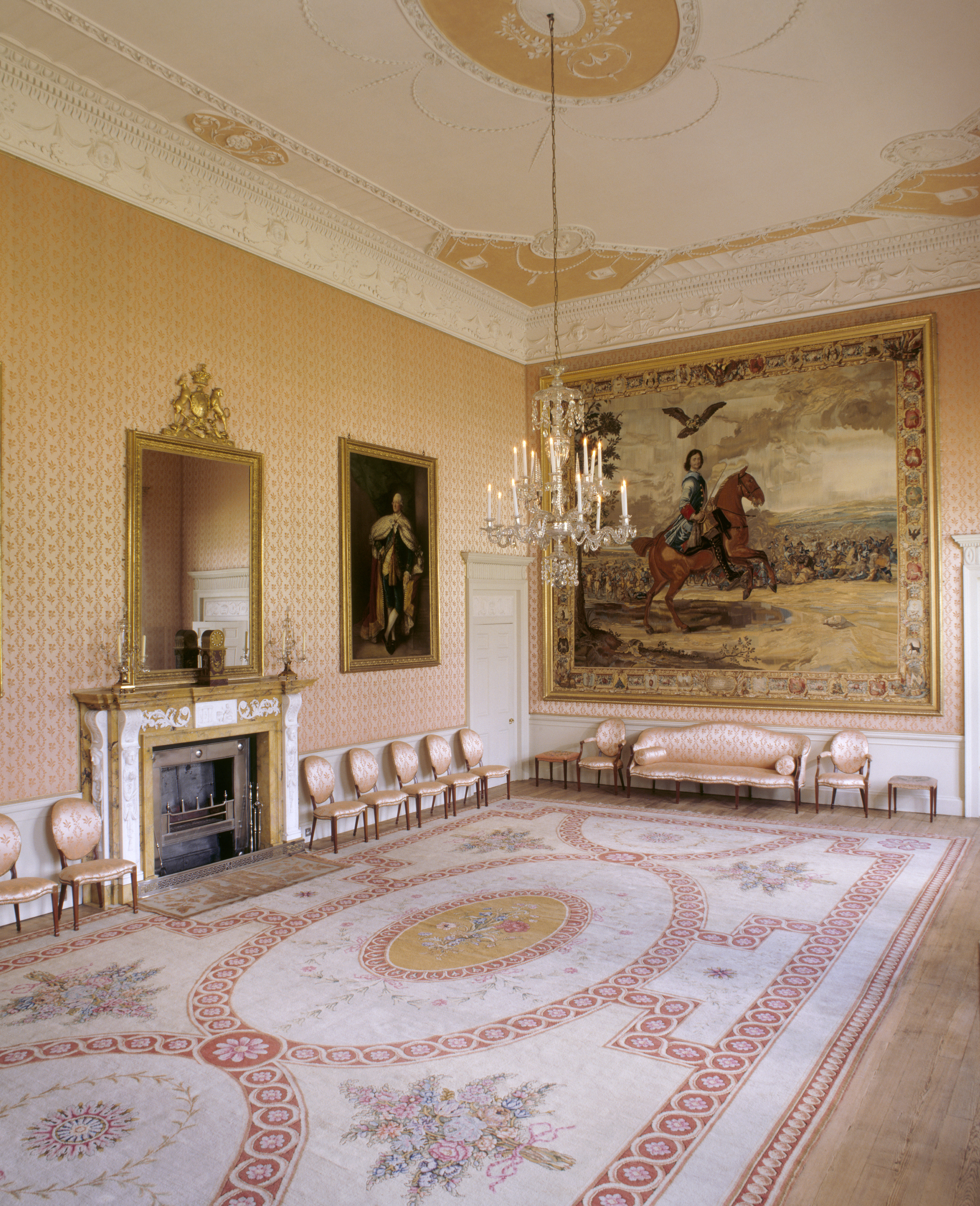 'Peter the Great' Room at Blickling Hall, with the tapestry of Peter the Great triumphing over the Swedes in 1709