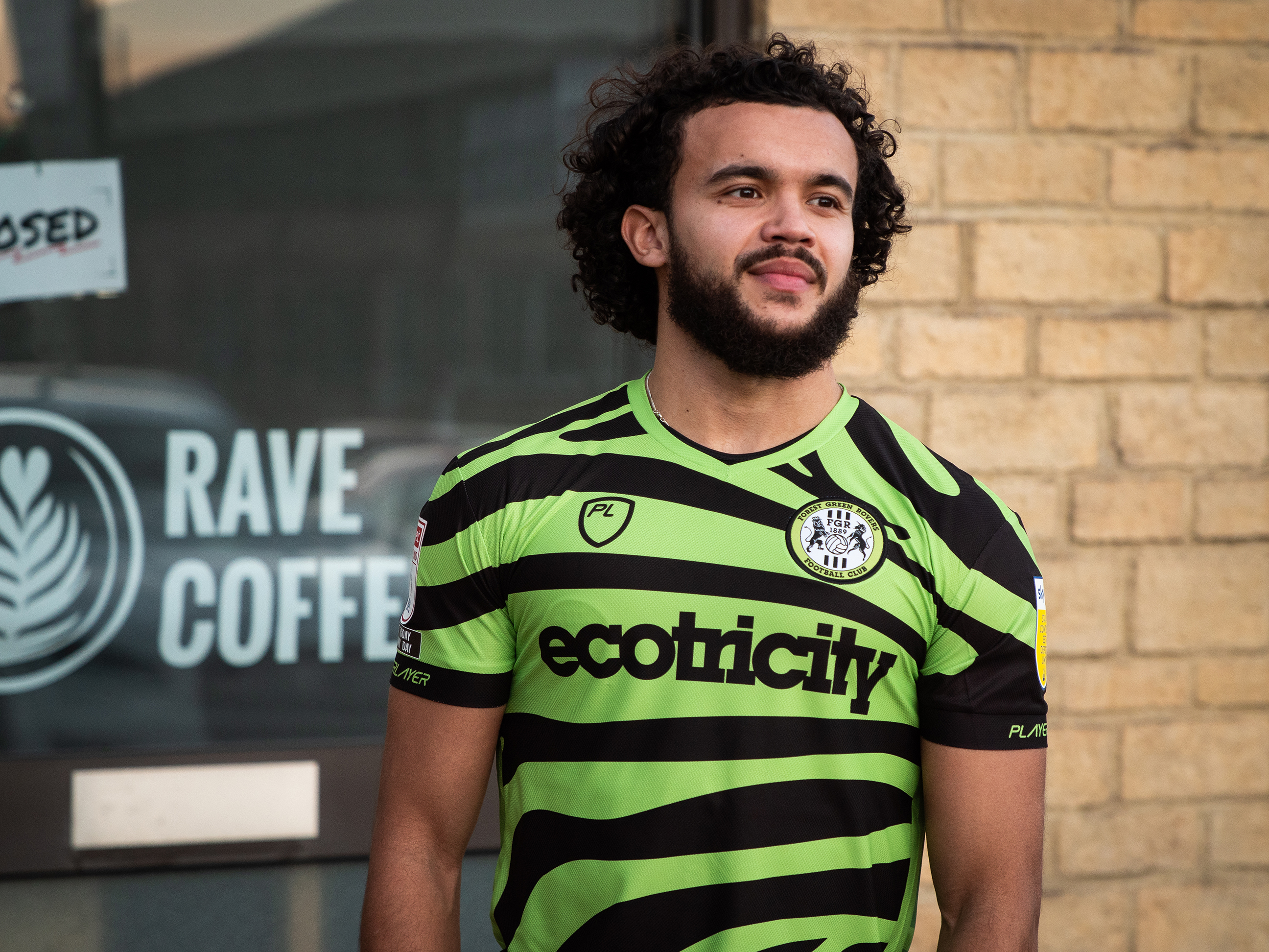 Forest Green defender Dominic Bernard models the club's innovative new kit 