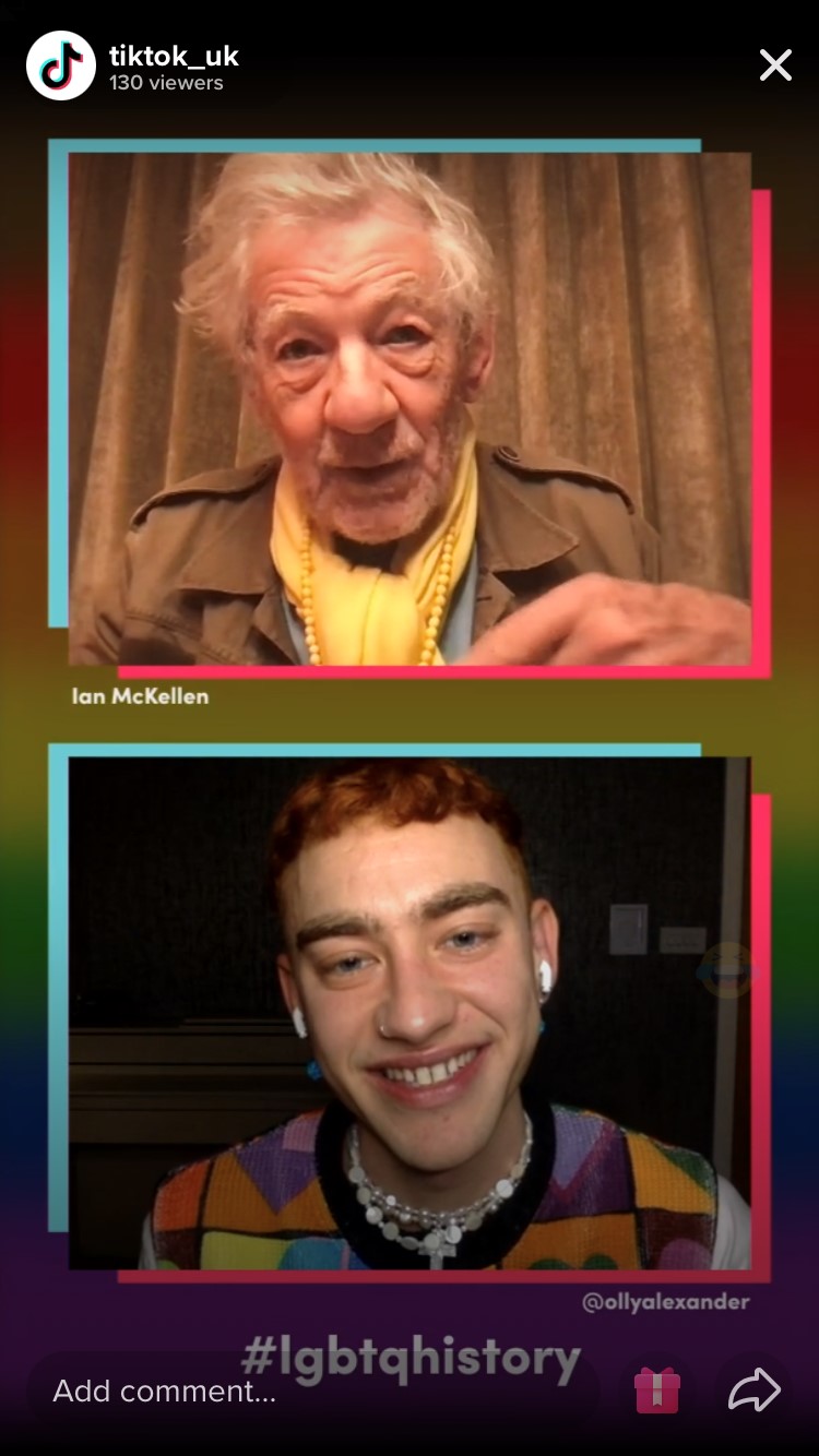 Sir Ian McKellen and Olly Alexander on a TikTok LIVE chat