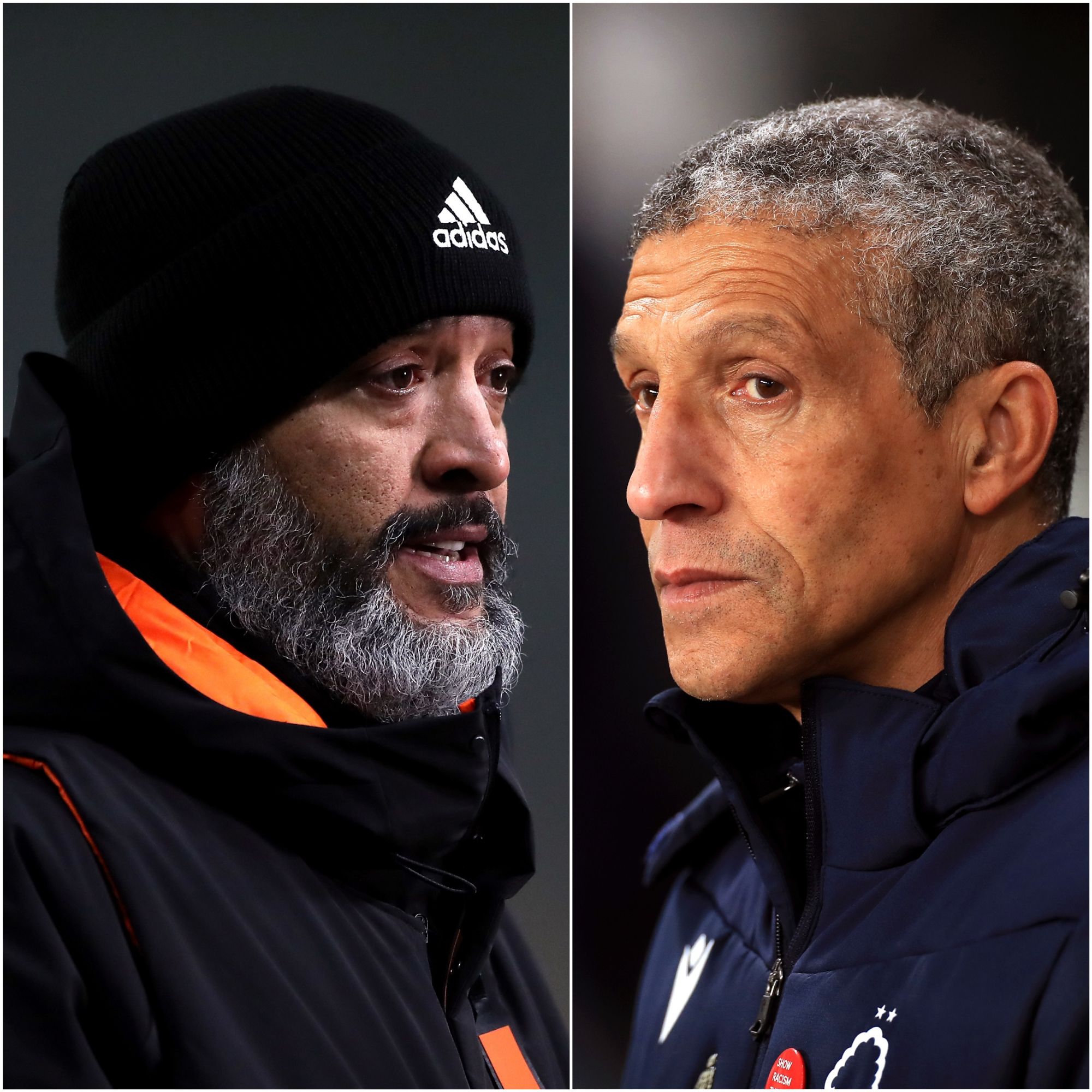 Nuno Espirito Santo, left, and Chris Hughton