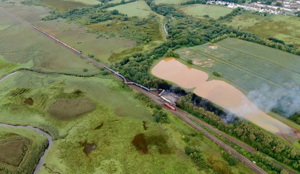 Network Rail said it was 'one of the biggest environmental recovery operations' it has been involved in (Mighty High Aerials/Network Rail/PA)
