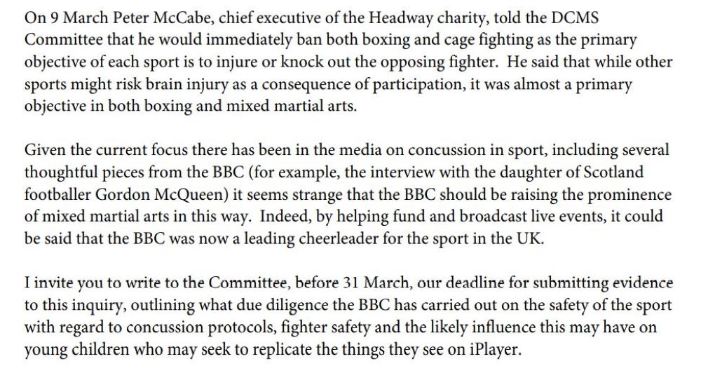 Excerpt of a letter from DCMS committee chair Julian Knight MP to BBC director-general Tim Davie