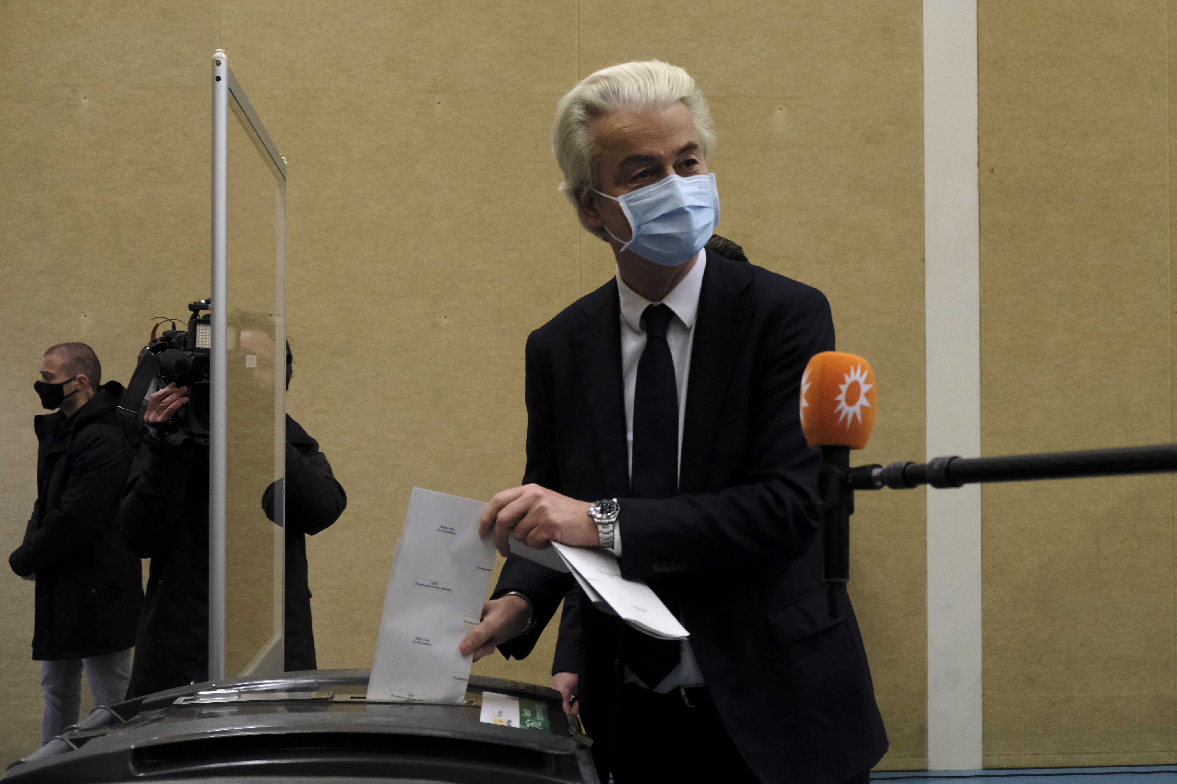 Geert Wilders casts his vote in The Hague