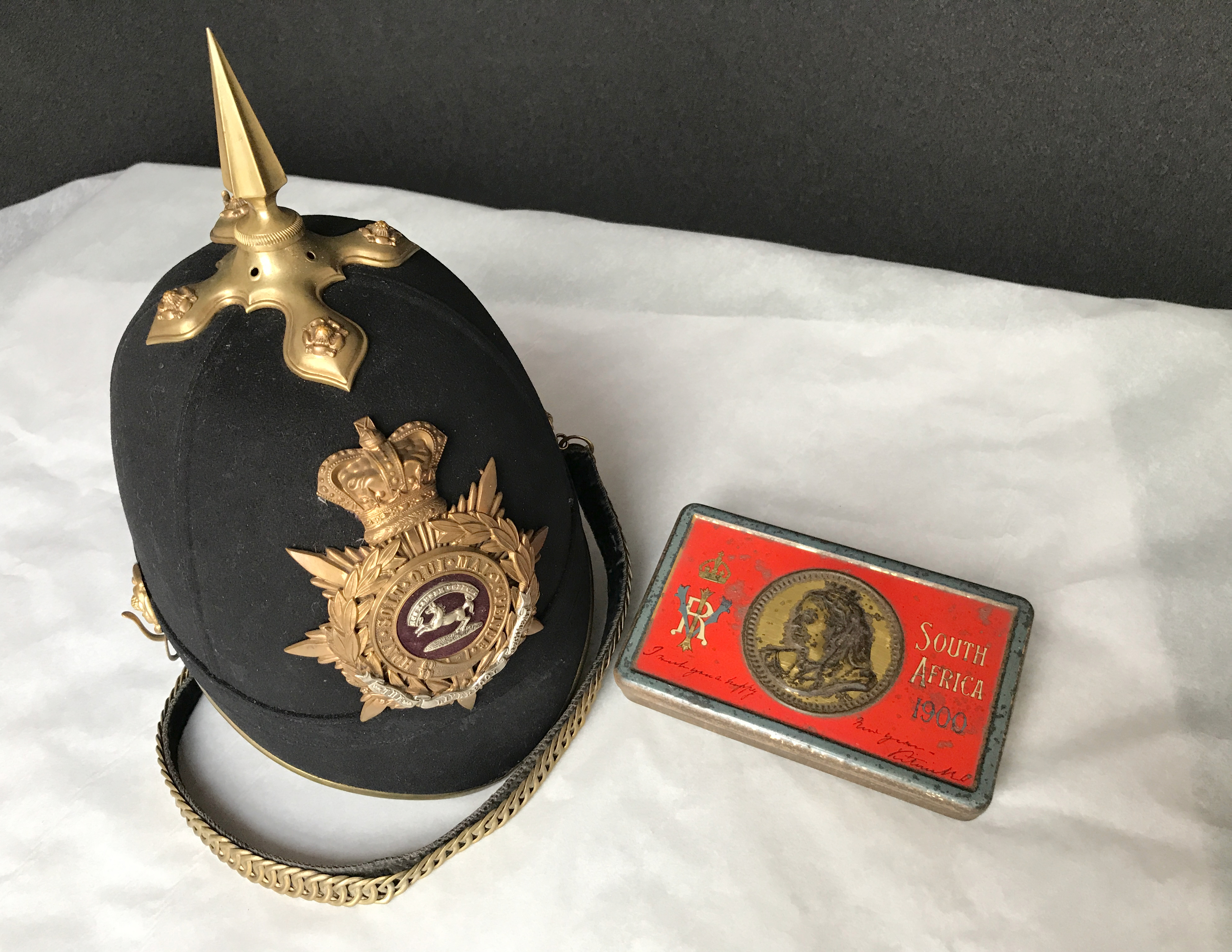 The helmet and the chocolate belonged to the 8th Baronet Sir Henry Edward Paston-Bedingfeld (National Trust/ Victoria McKeown/ PA)