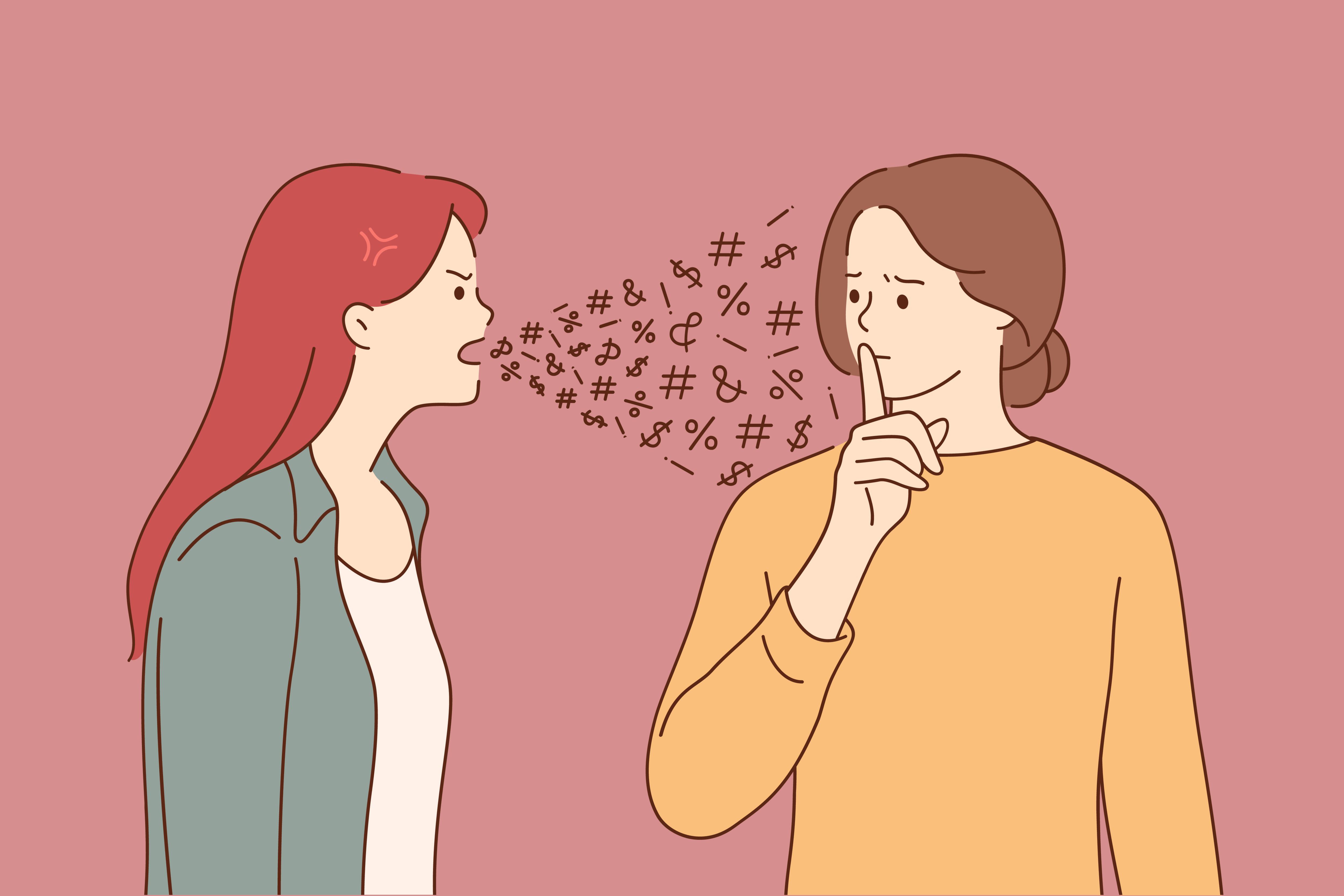 Illustration of talkative woman