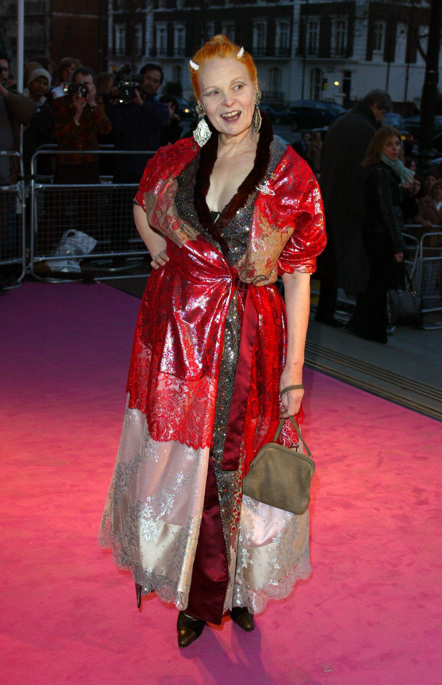 Vivienne Westwood at the opening of The Vivienne Westwood Exhibition at the V&A Museum