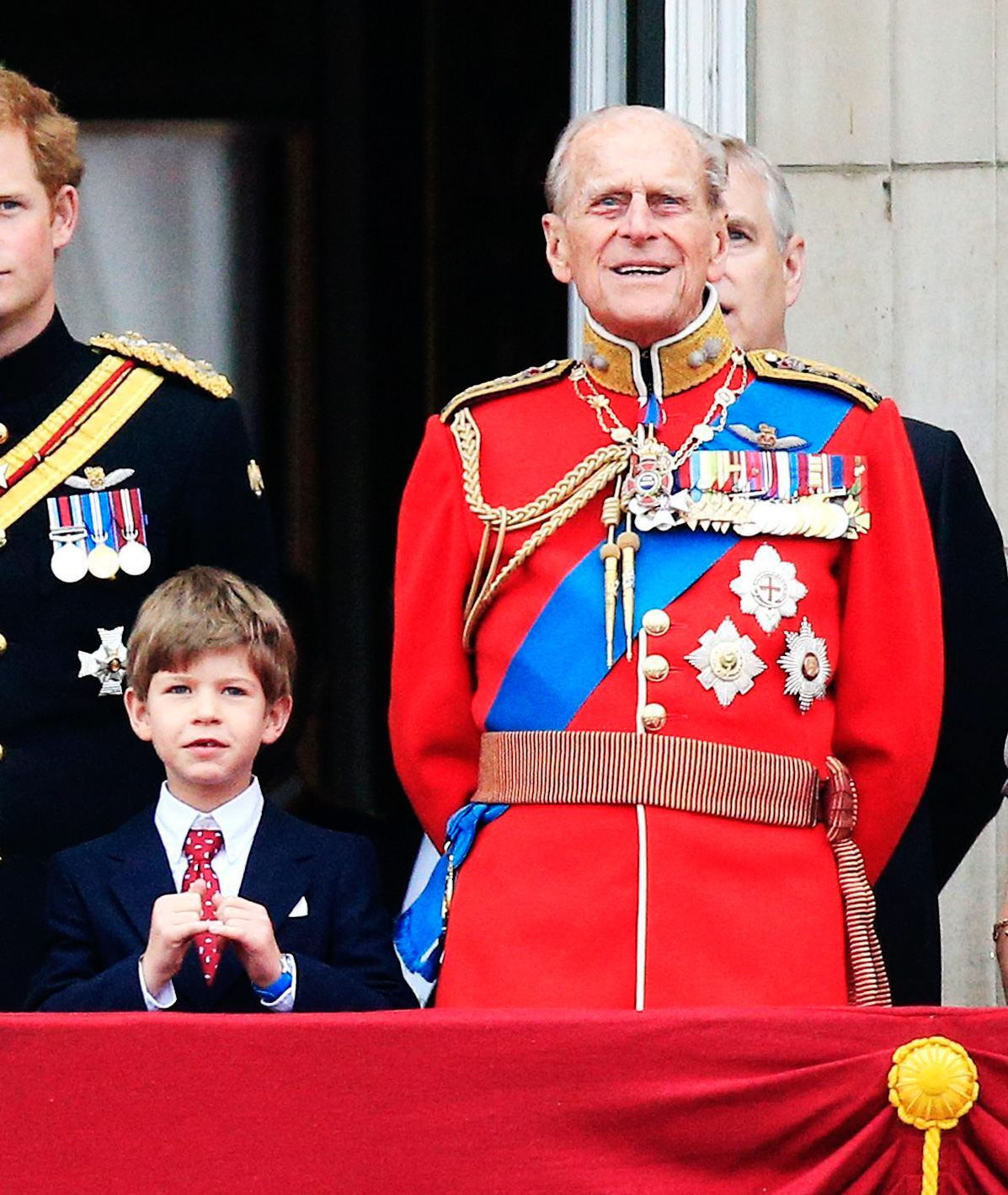 James with grandfather on the Palace balcony in 2015 