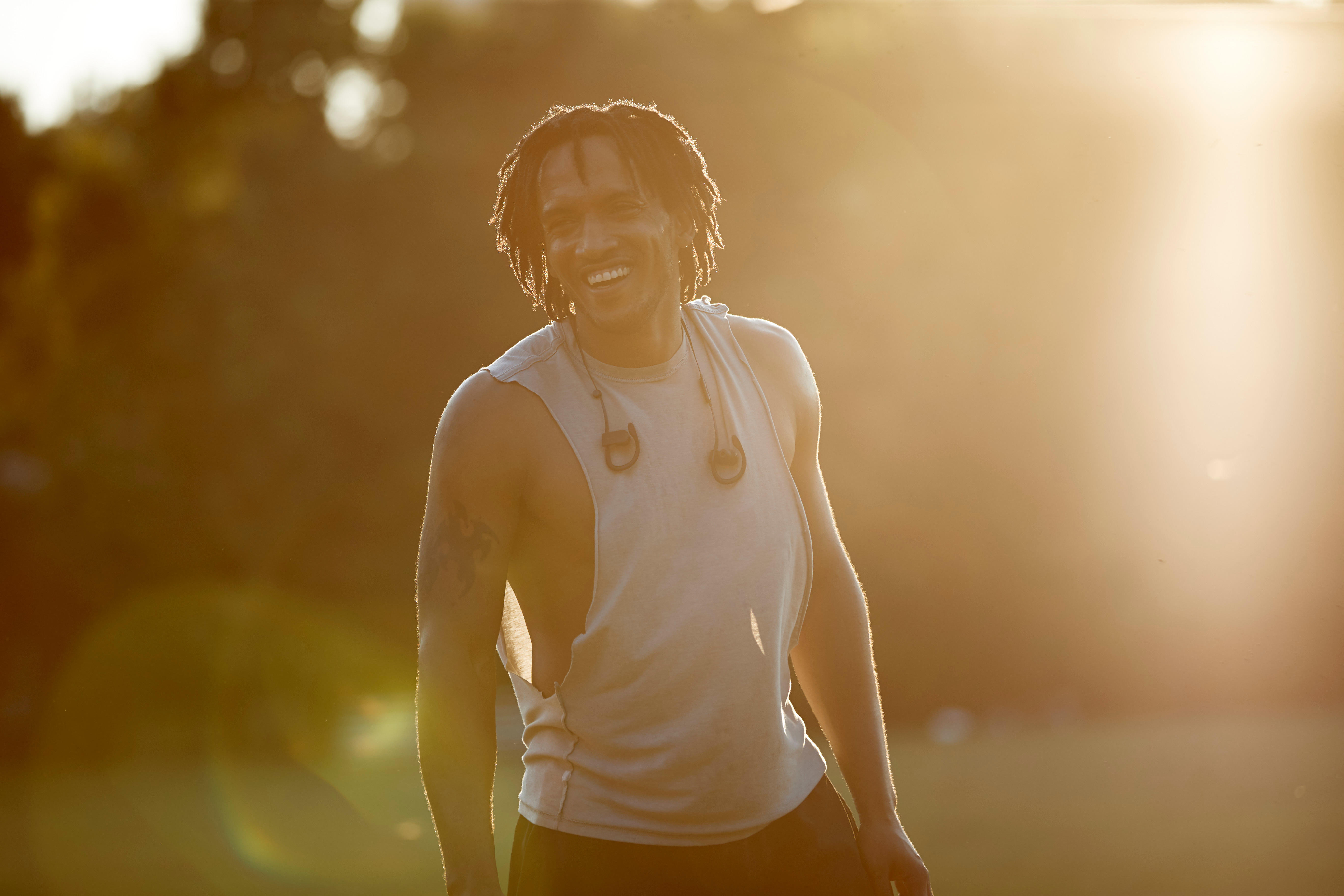 Man in fitness gear outdoors