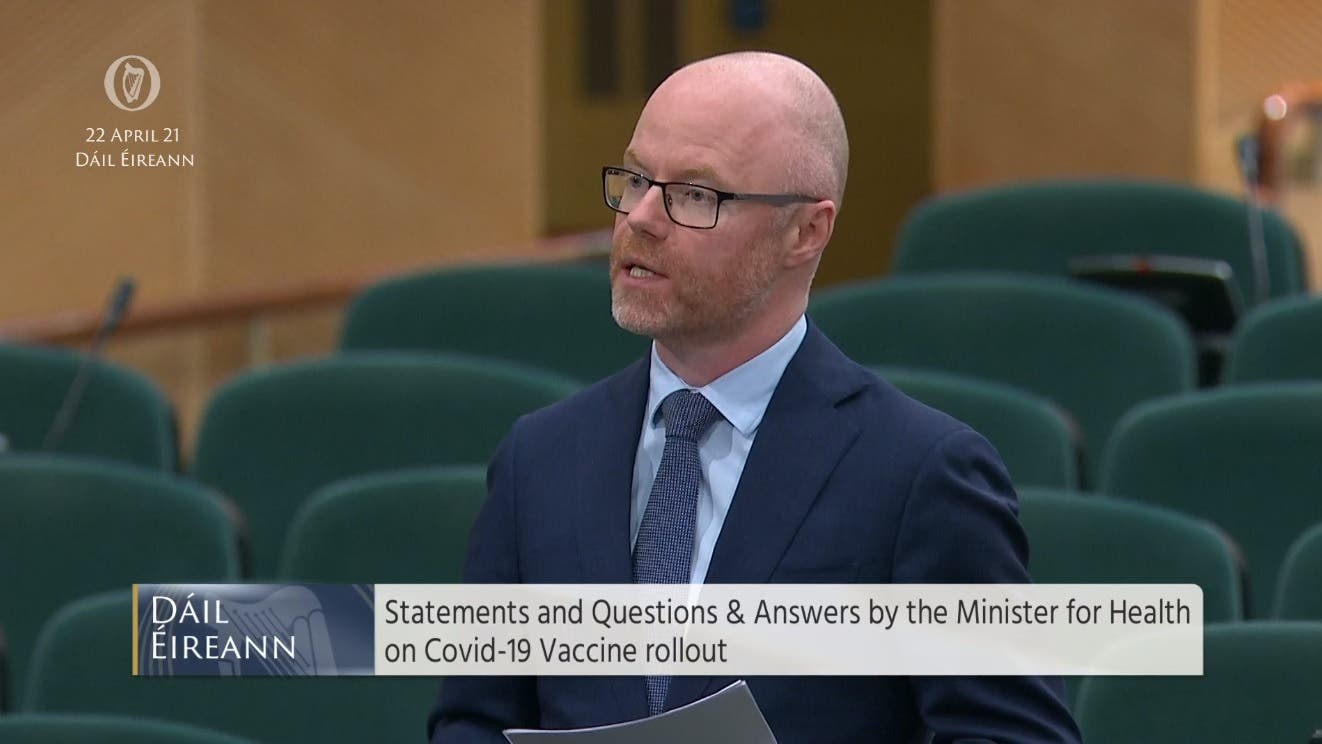 Minister for Health Stephen Donnelly gives an update to Ireland's Covid-19 vaccination programme