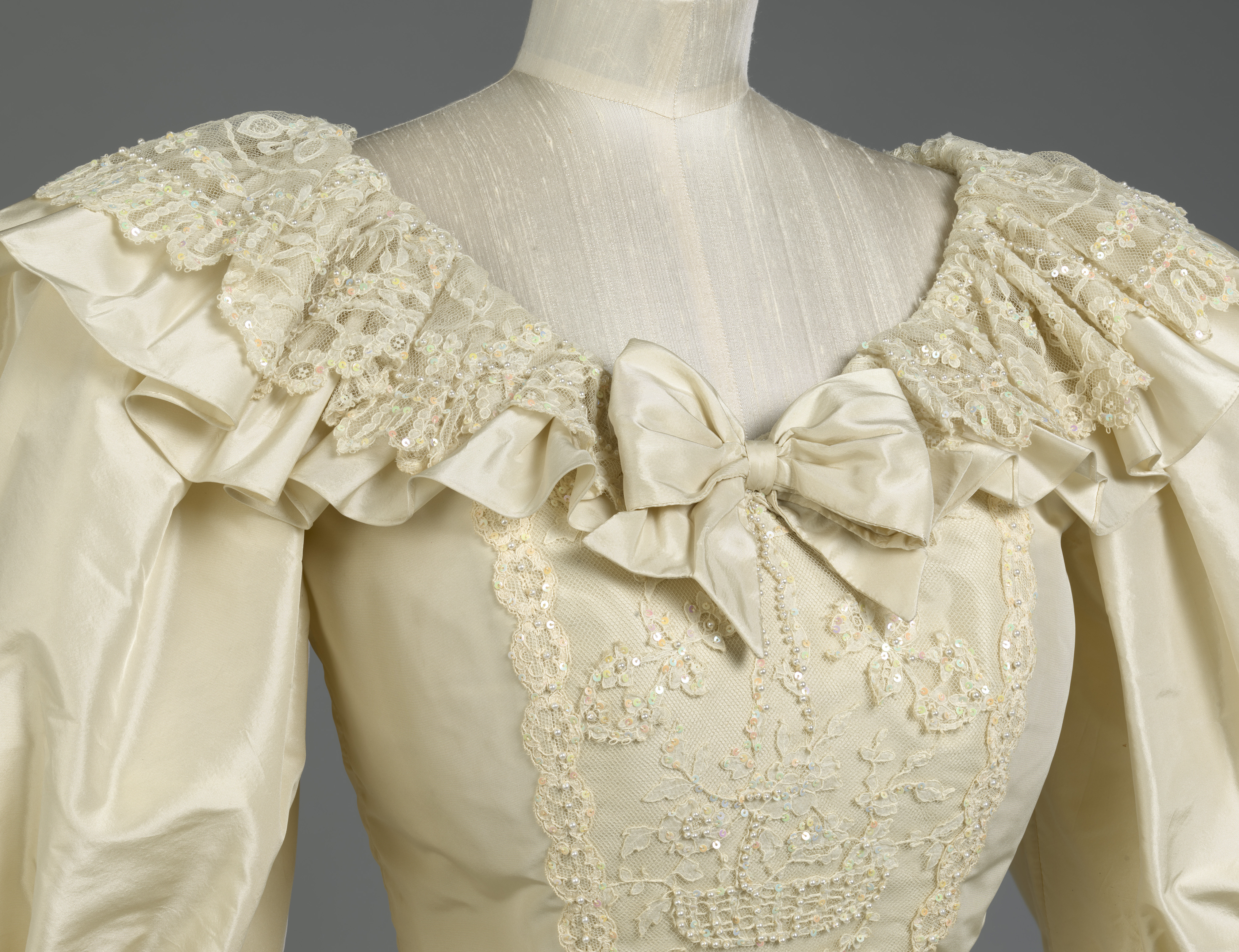 The neckline of the princess's gown