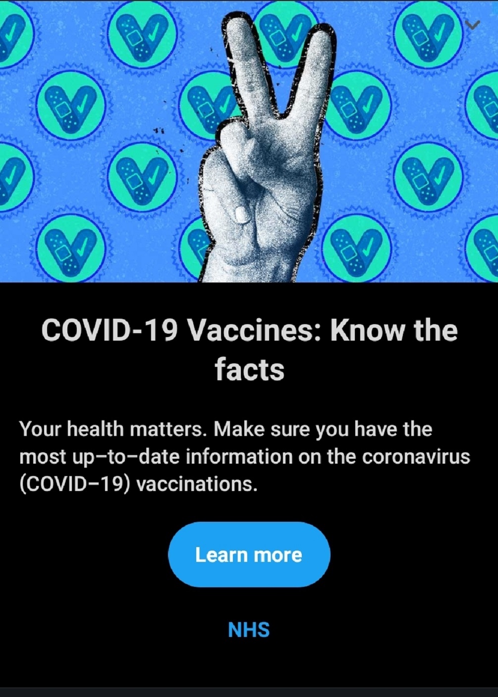 A screenshot of Twitter's new banner alerts about Covid-19 vaccines