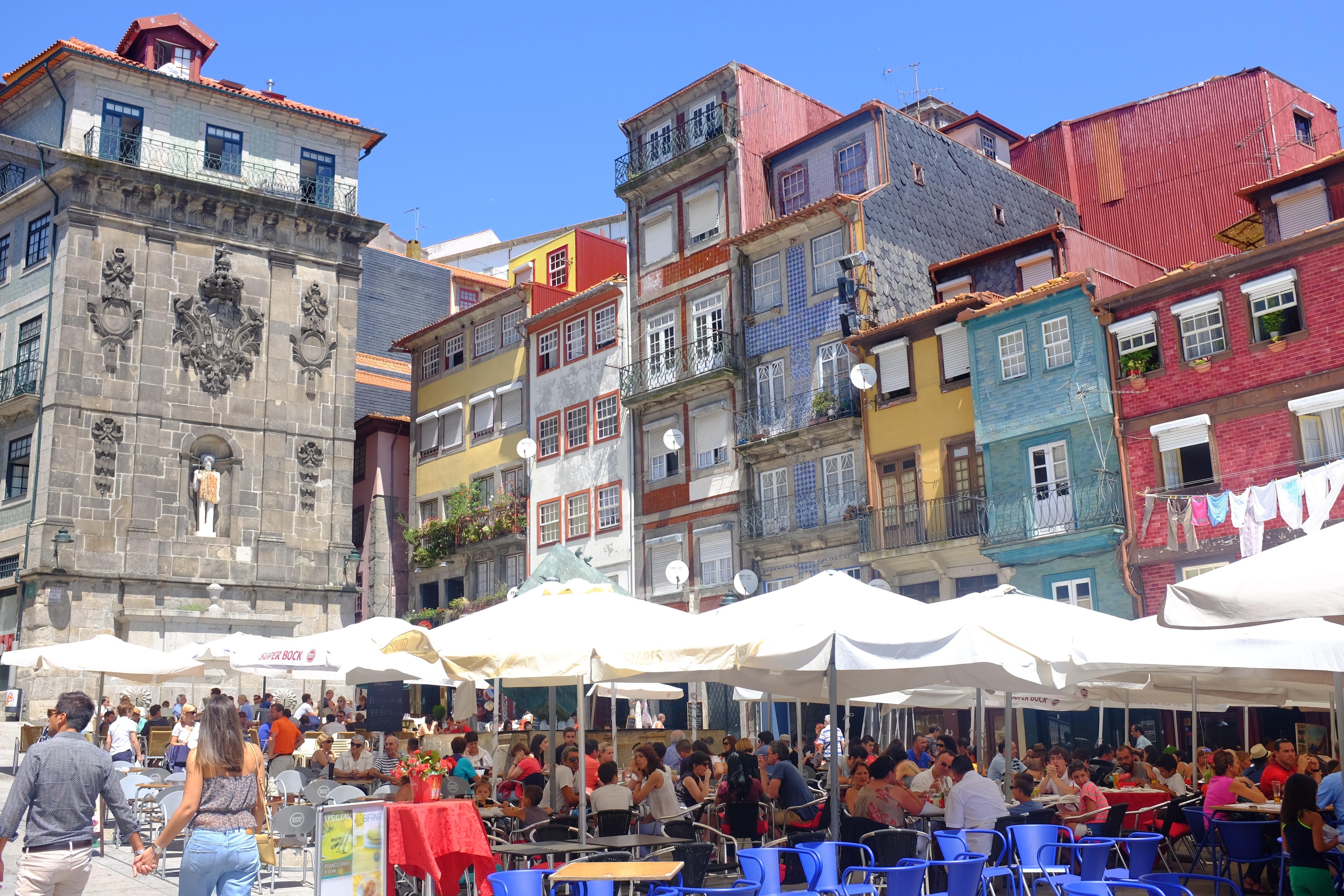 A busy square in Porto