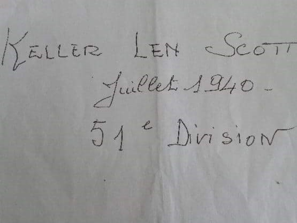 Piece of paper with soldier's name