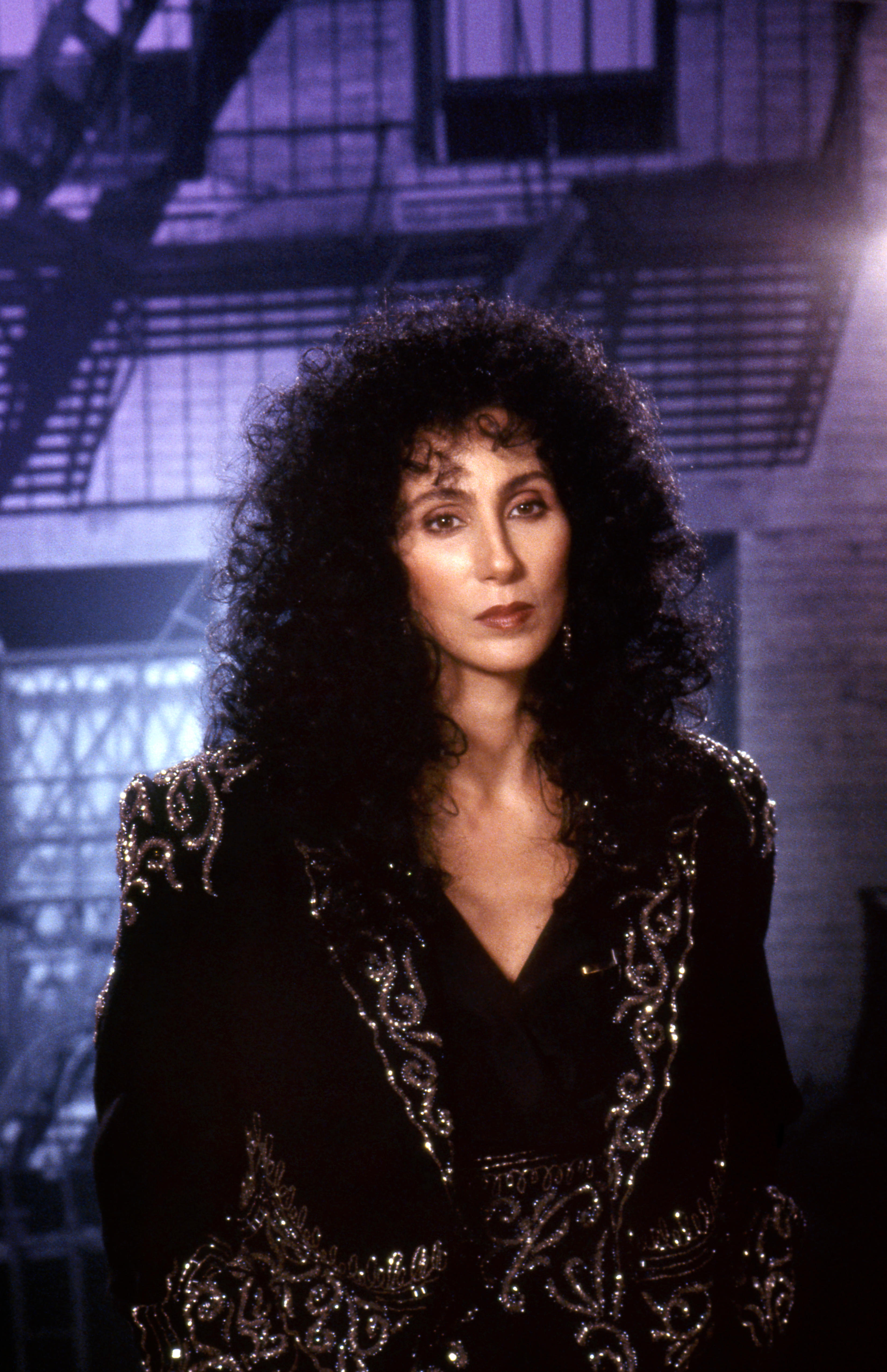 Cher performing at Comic Relief benefit circa 1986