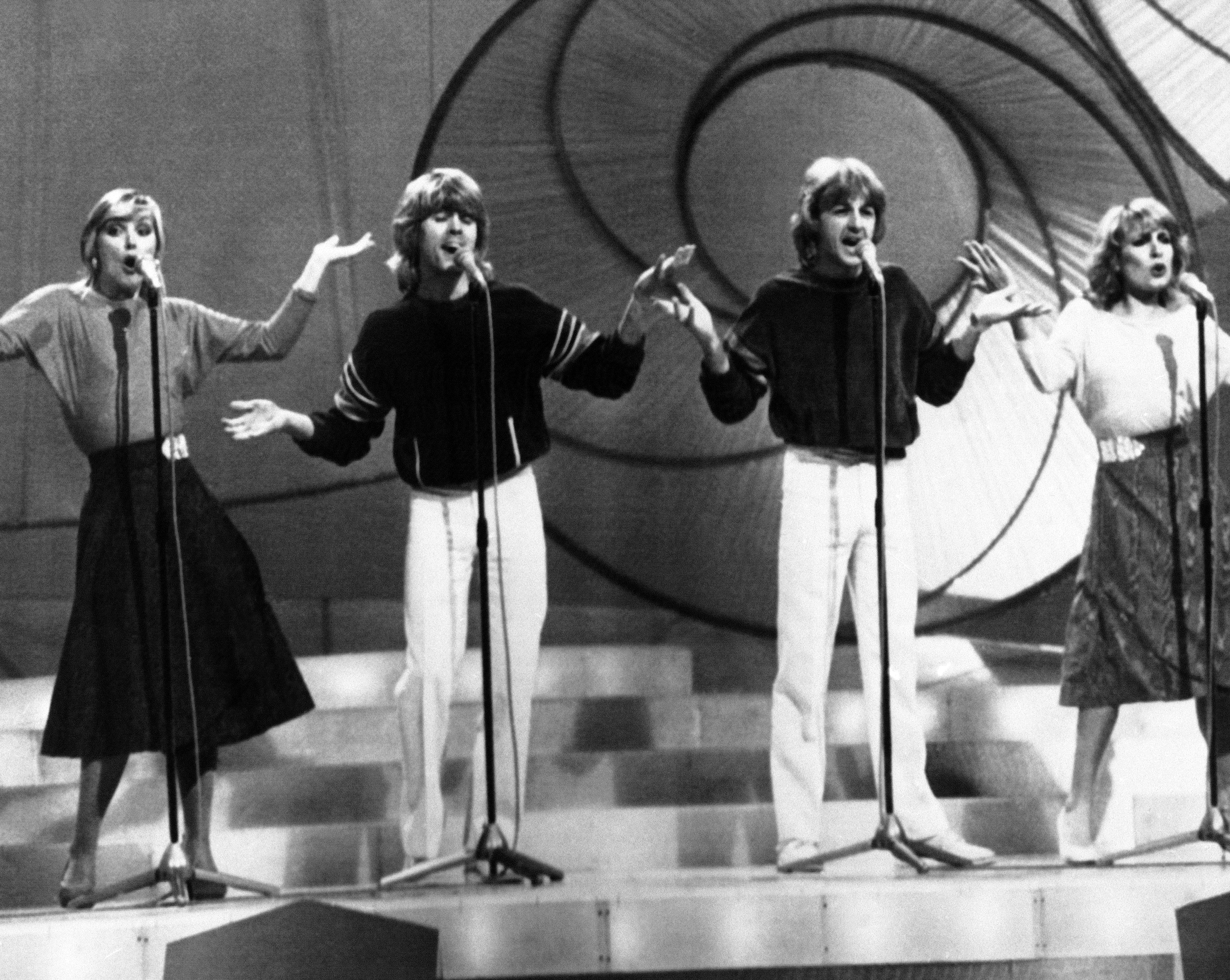 Buck's Fizz on stage during rehearsals for the Eurovision Sing contest 1981 in Dublin, Ireland