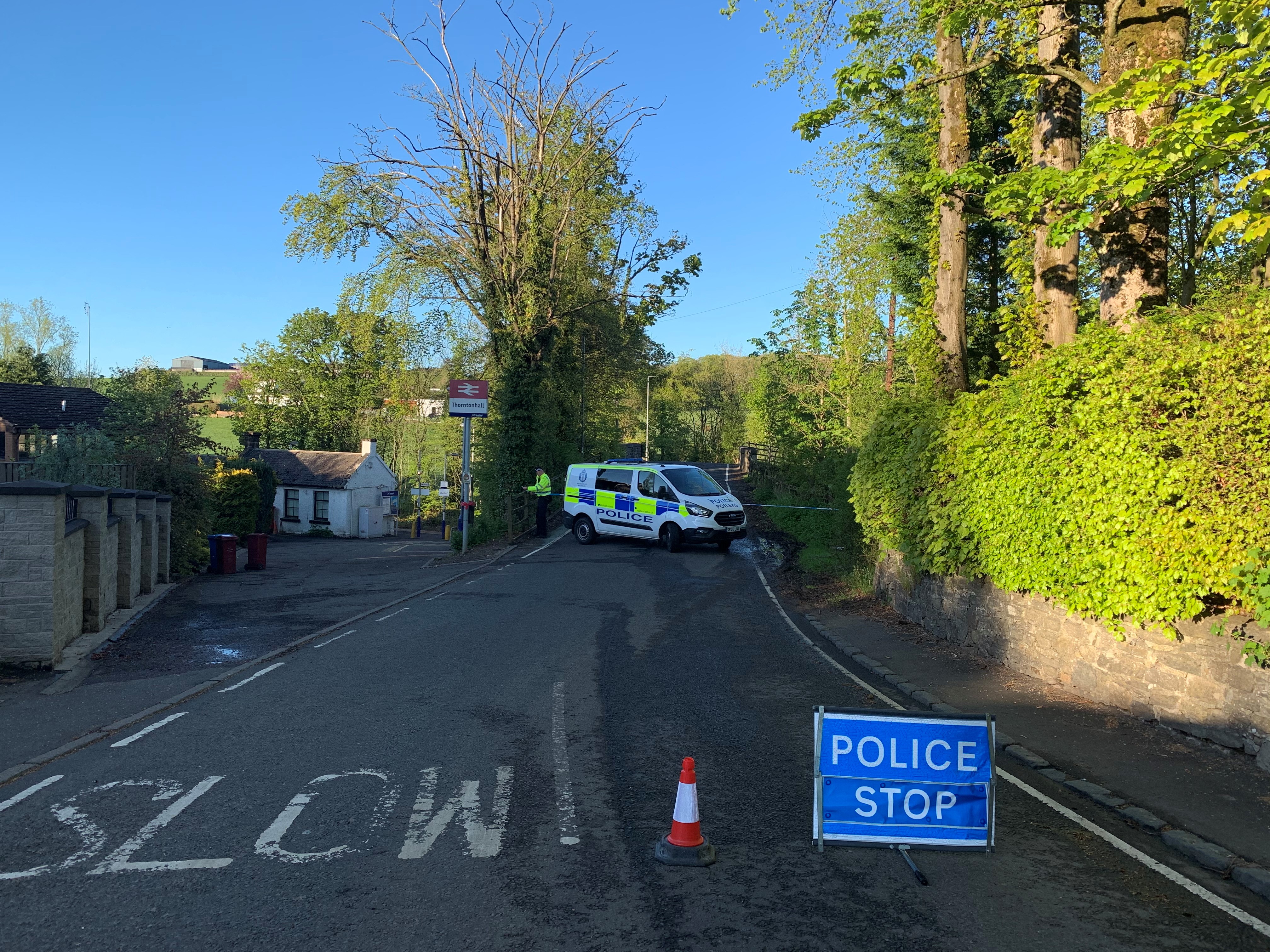 Police road block in Thorntonhall