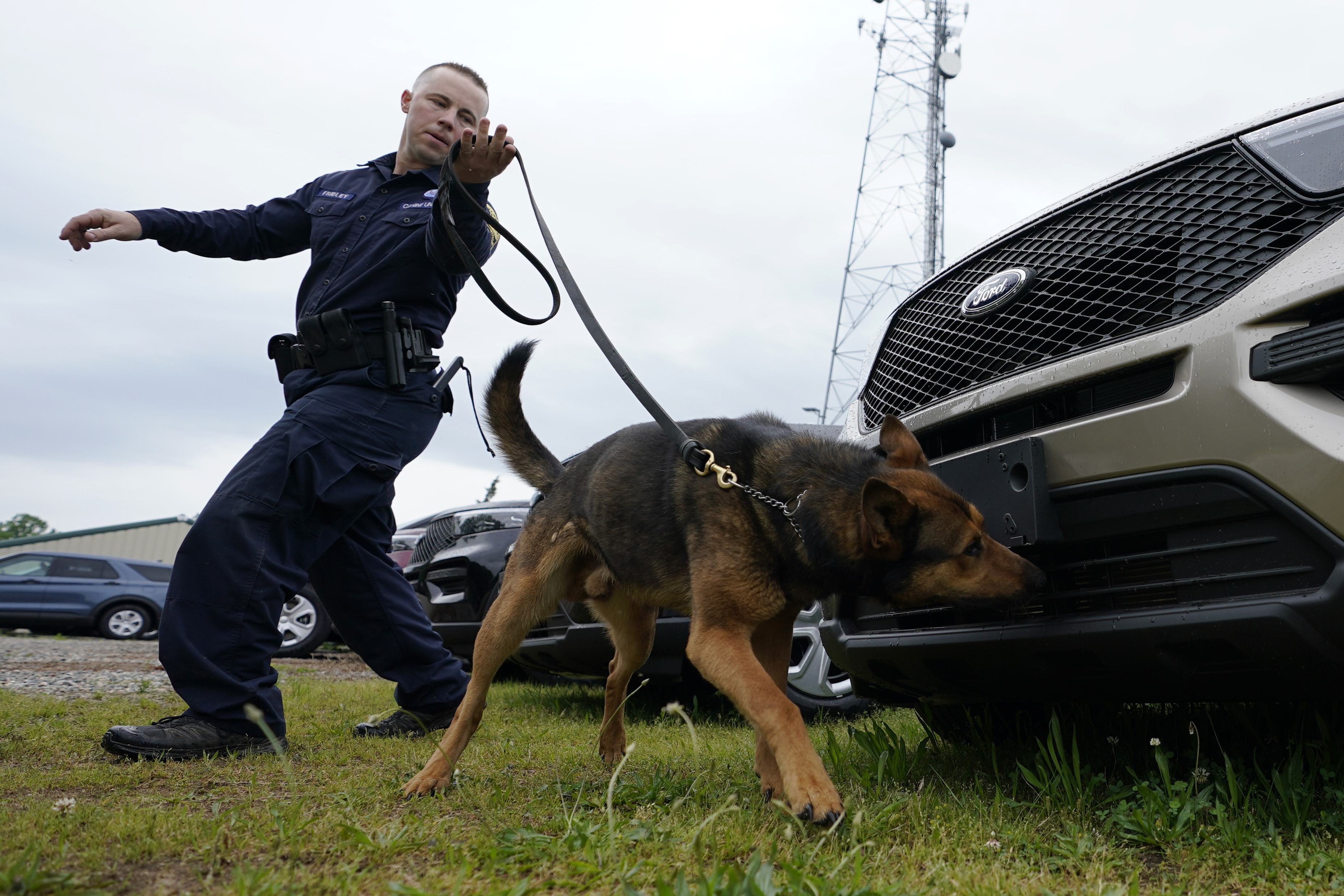 A police officer and his dog