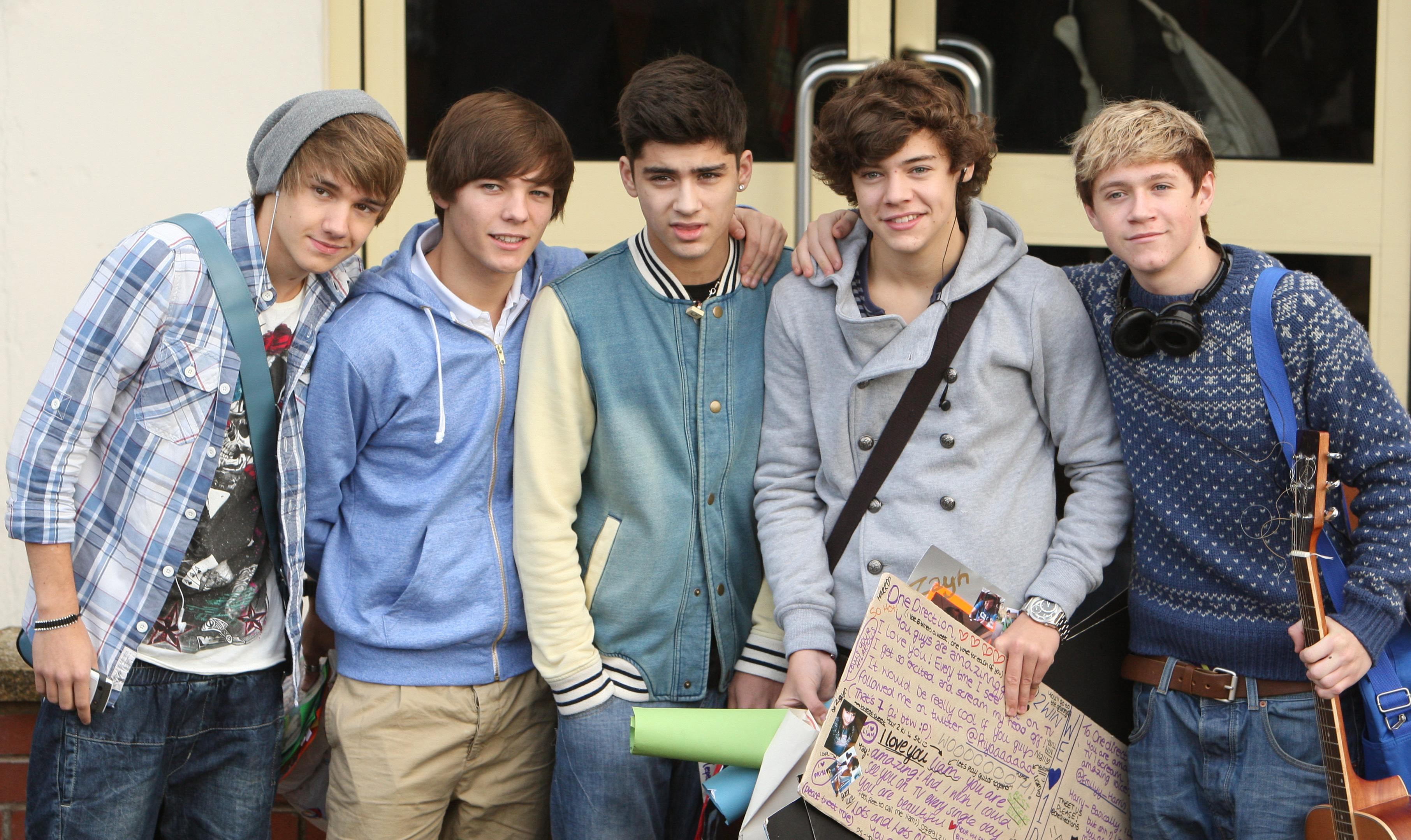 Harry Styles (second from right) with his One Direction bandmates on the X Factor in 2010