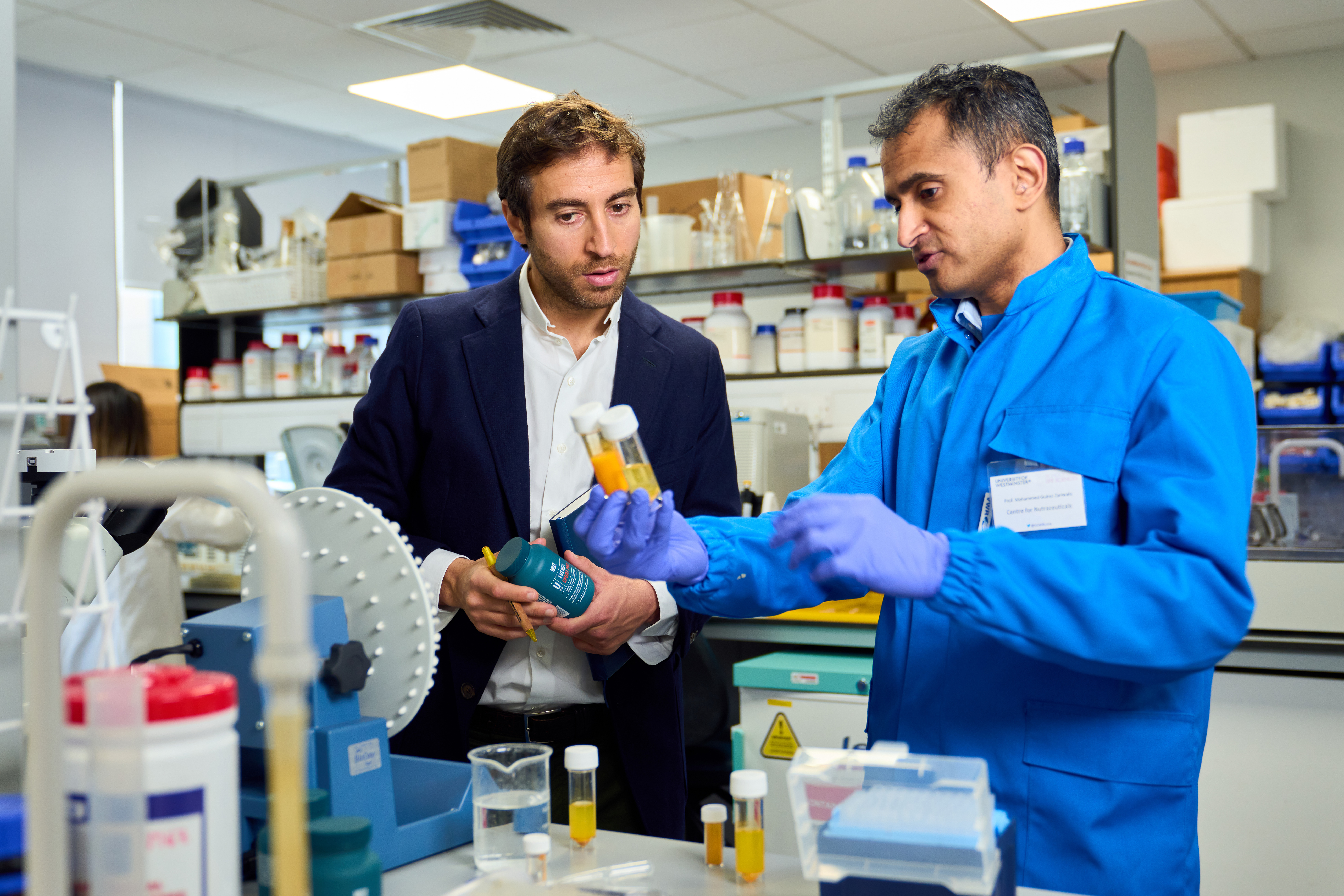 Mathieu Flamini, Unity co-founder and Professor M Gulrez Zariwala, Director at the Centre for Nutraceuticals at the University of Westminster