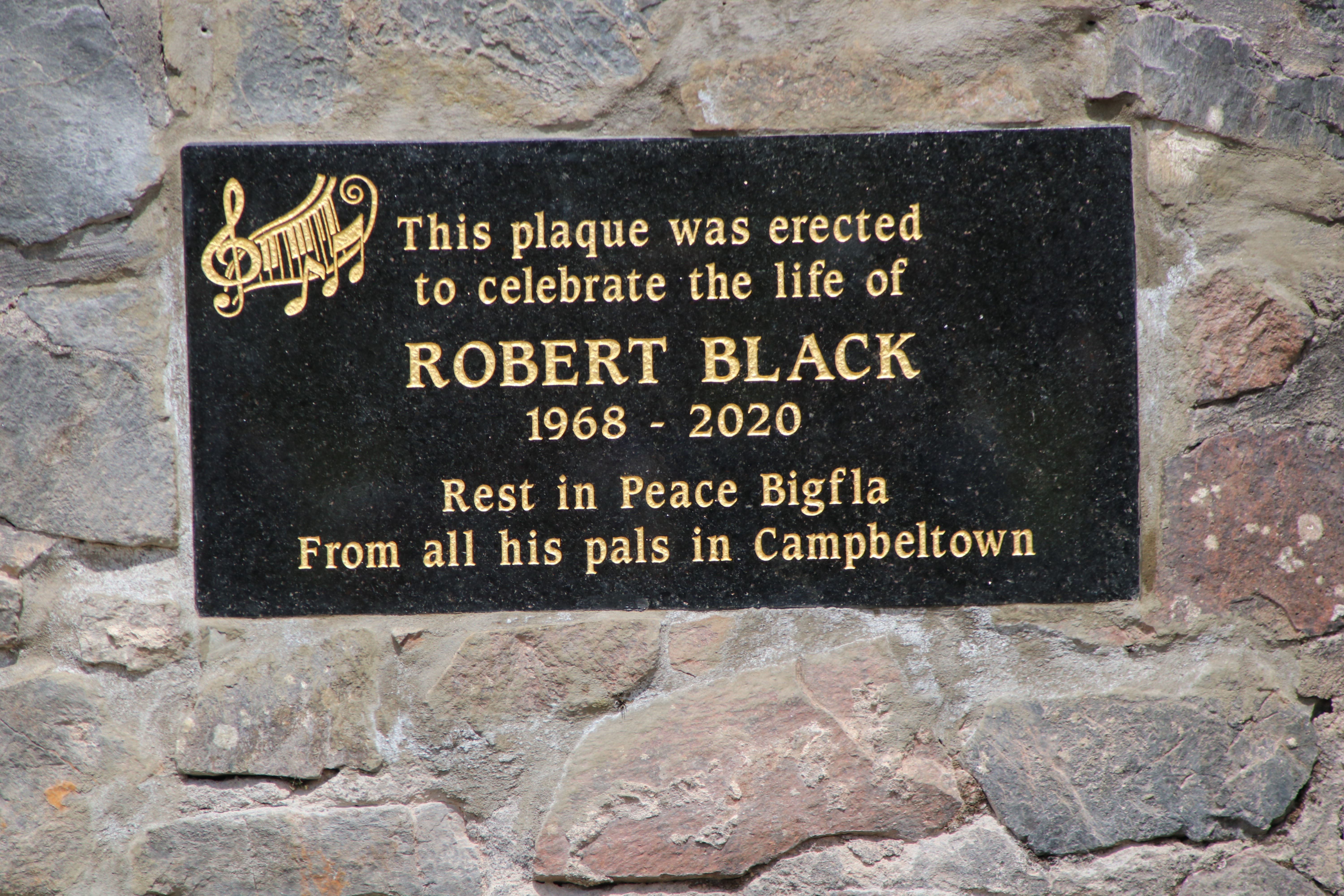 A memorial bench and plaque has also been placed at the site for people to remember Robert Black
