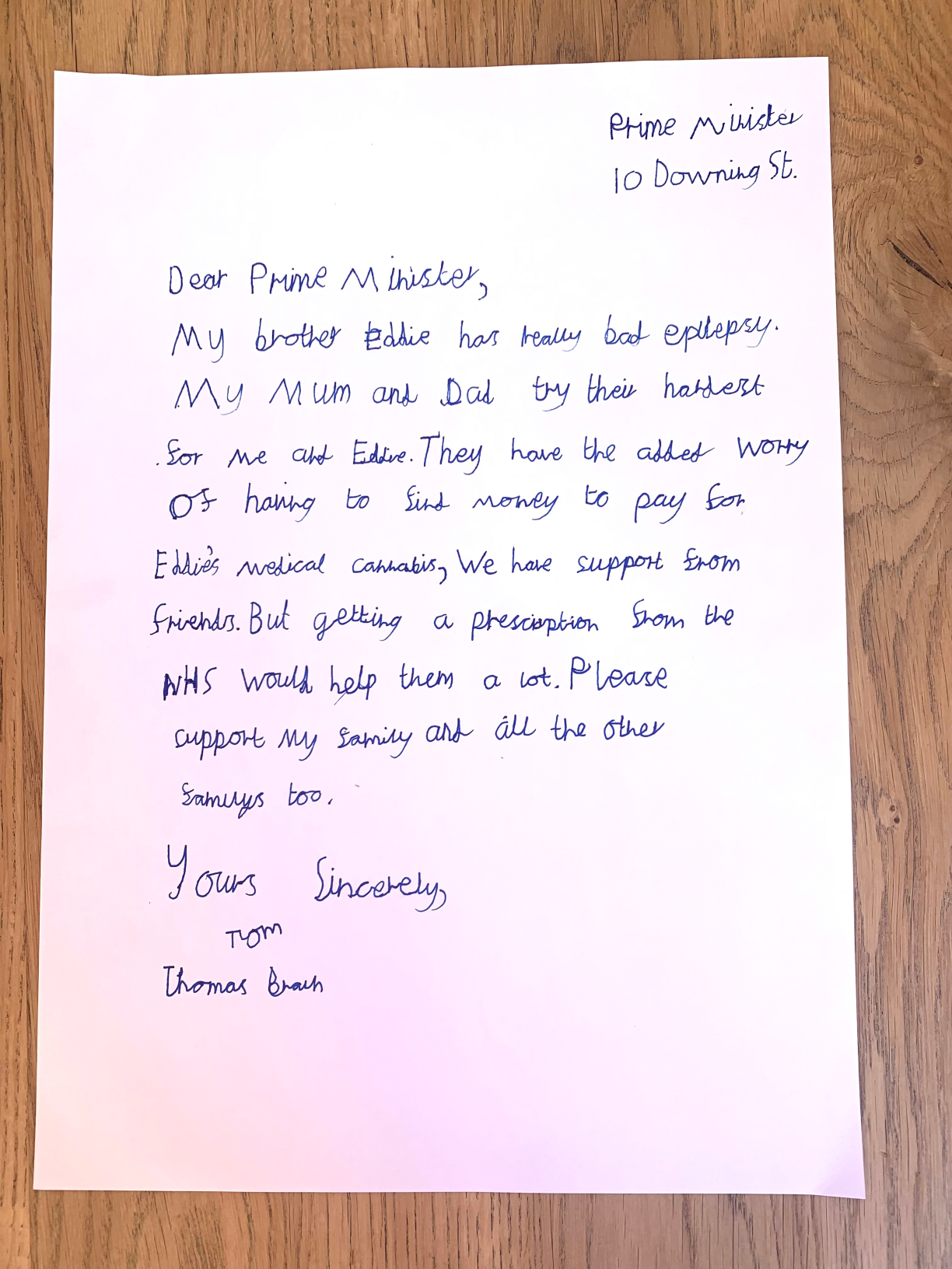Letter written by Thomas Braun