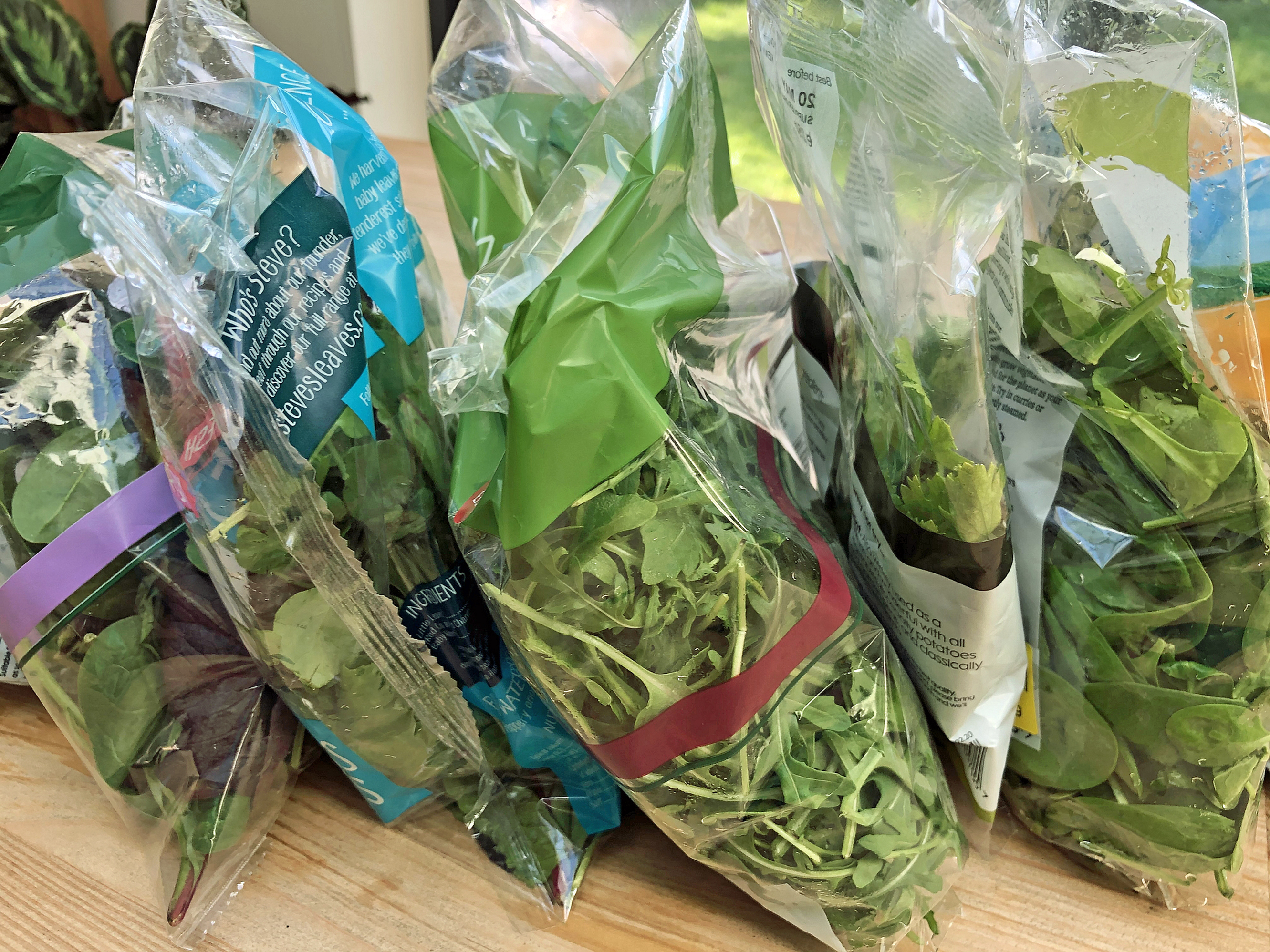 Bags of pre-packaged salads (Garden Organic/PA)