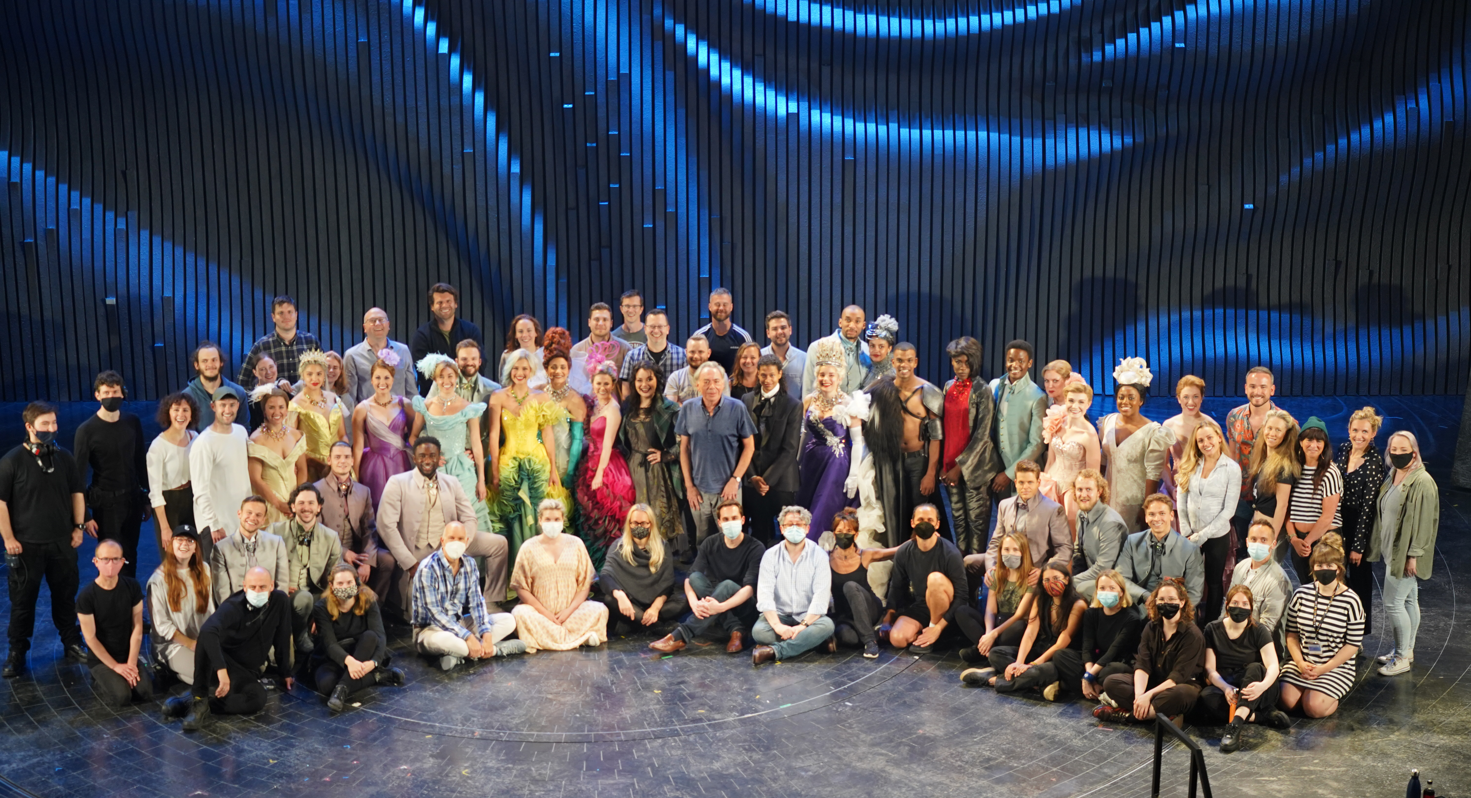 Andrew Lloyd Webber with the cast of Cinderella