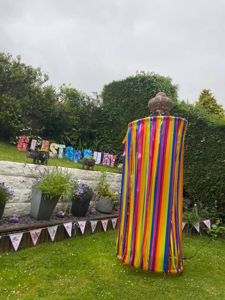 The Glastonbury sign in Linsey and Robin Thomas' garden