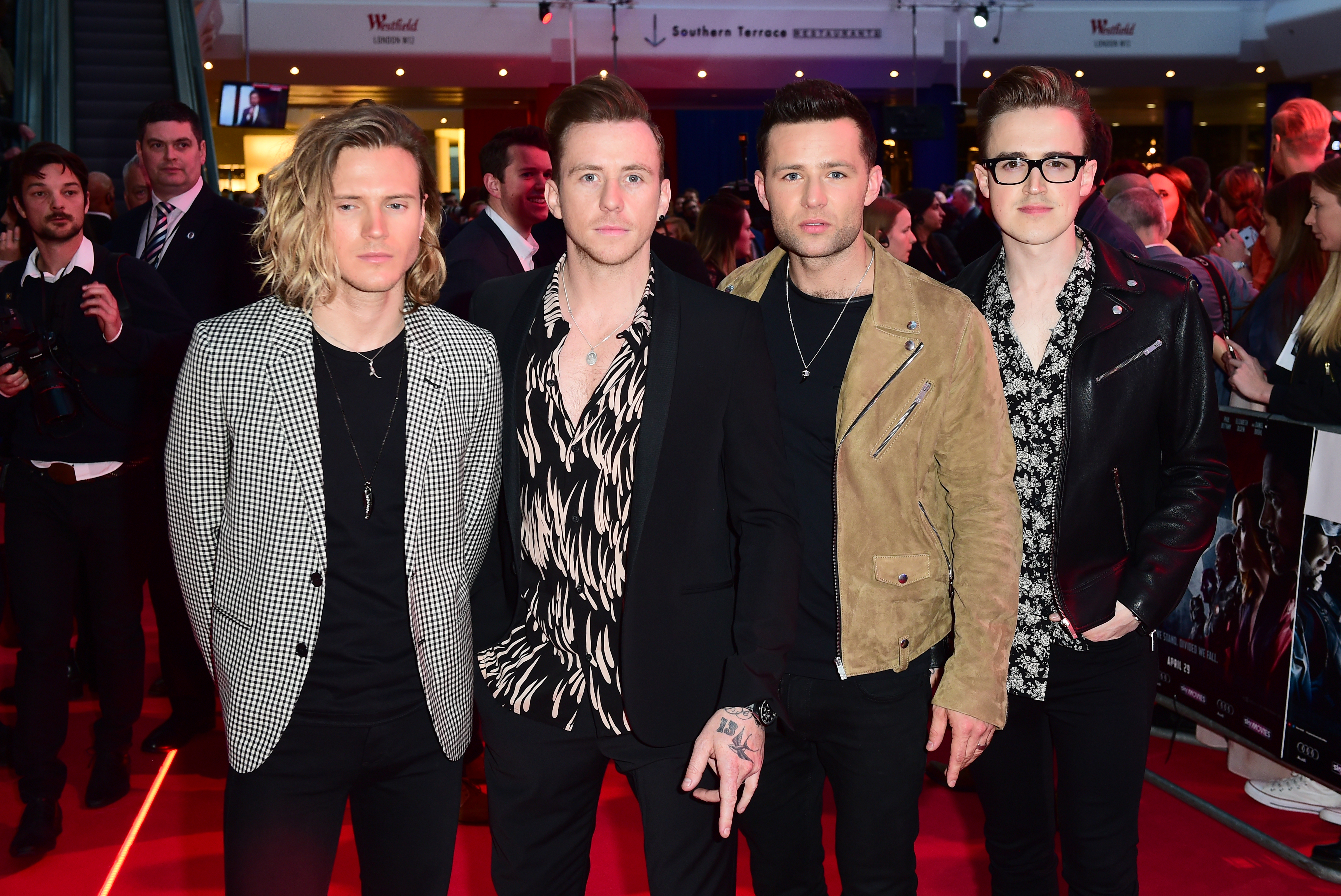 McFly's (L-R) Dougie Poynter, Danny Jones, Harry Judd and Tom Fletcher in 2016