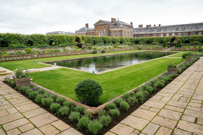 Lavender bushes line the garden