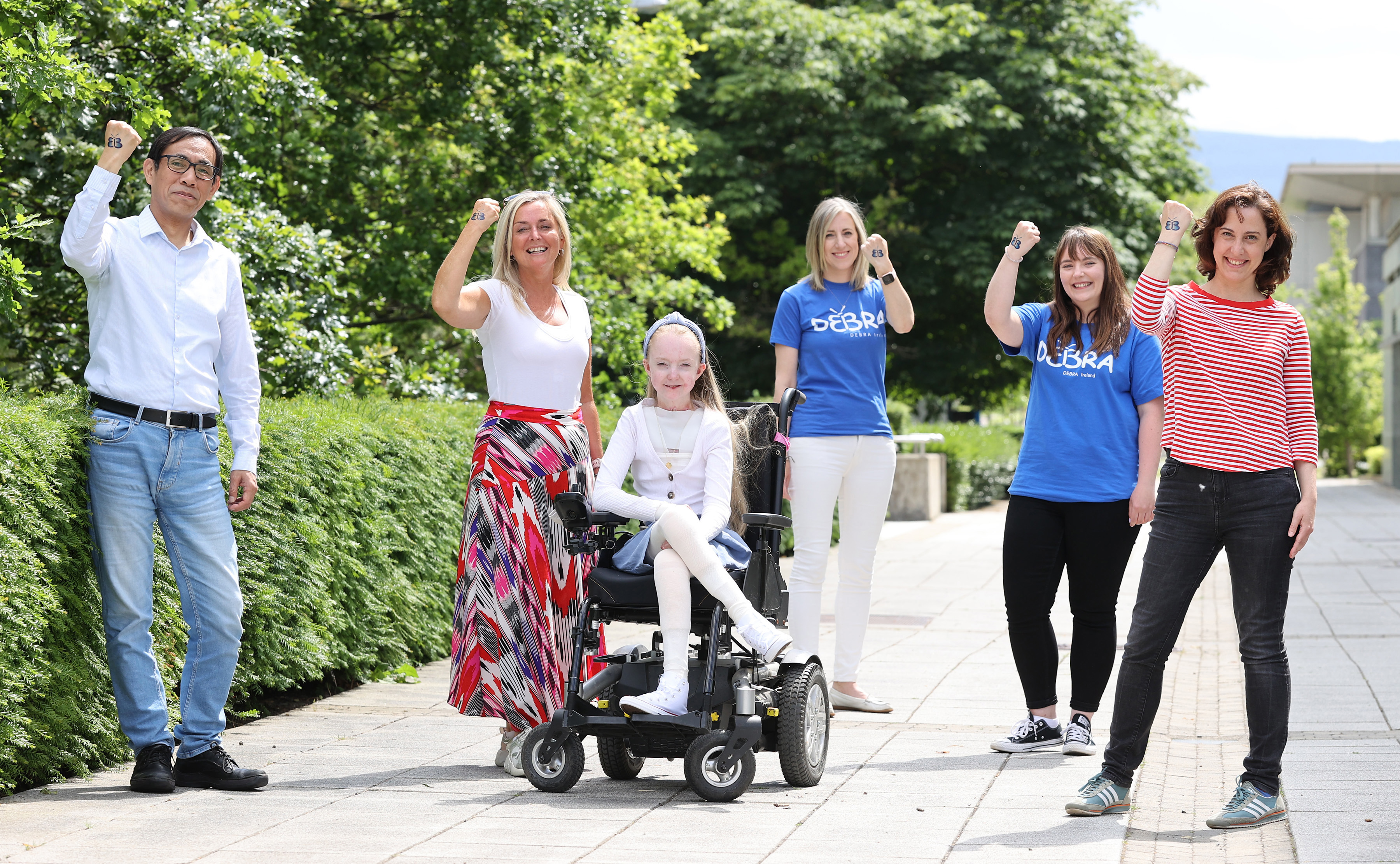 Professor Wenxin Wang, Liz Collins, Claudia Scanlon, Dr Sinead Hickey (DEBRA Research Manager Ireland), Sarah Mullins (DEBRA Research Manager Ireland), Dr Irene Lara-Saez pictured at UCD Charles Institute of Dermatology