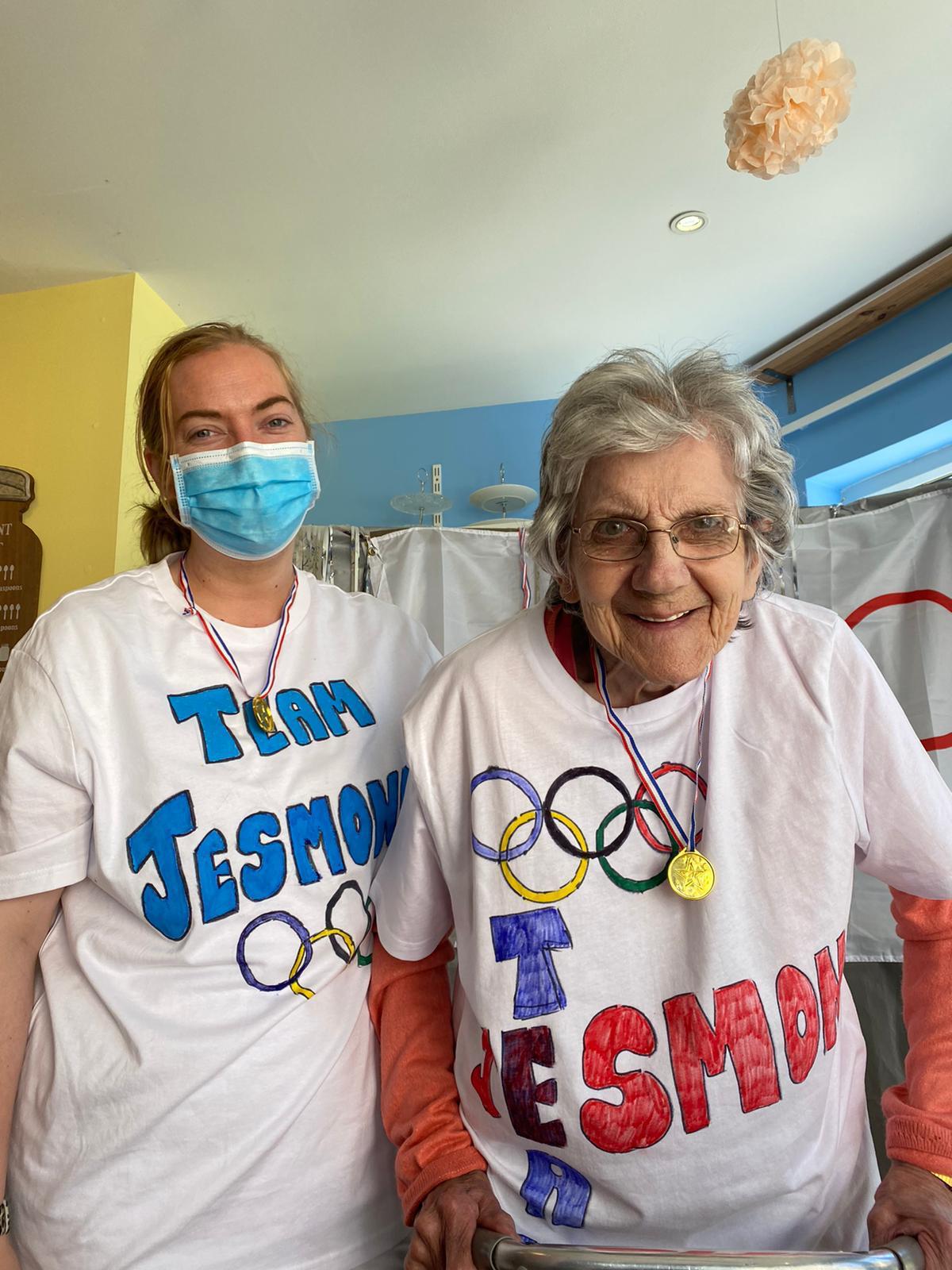 Margaret McNicol (80) and Deputy Manager Rachael Hope sporting Team Jesmond t-shirts