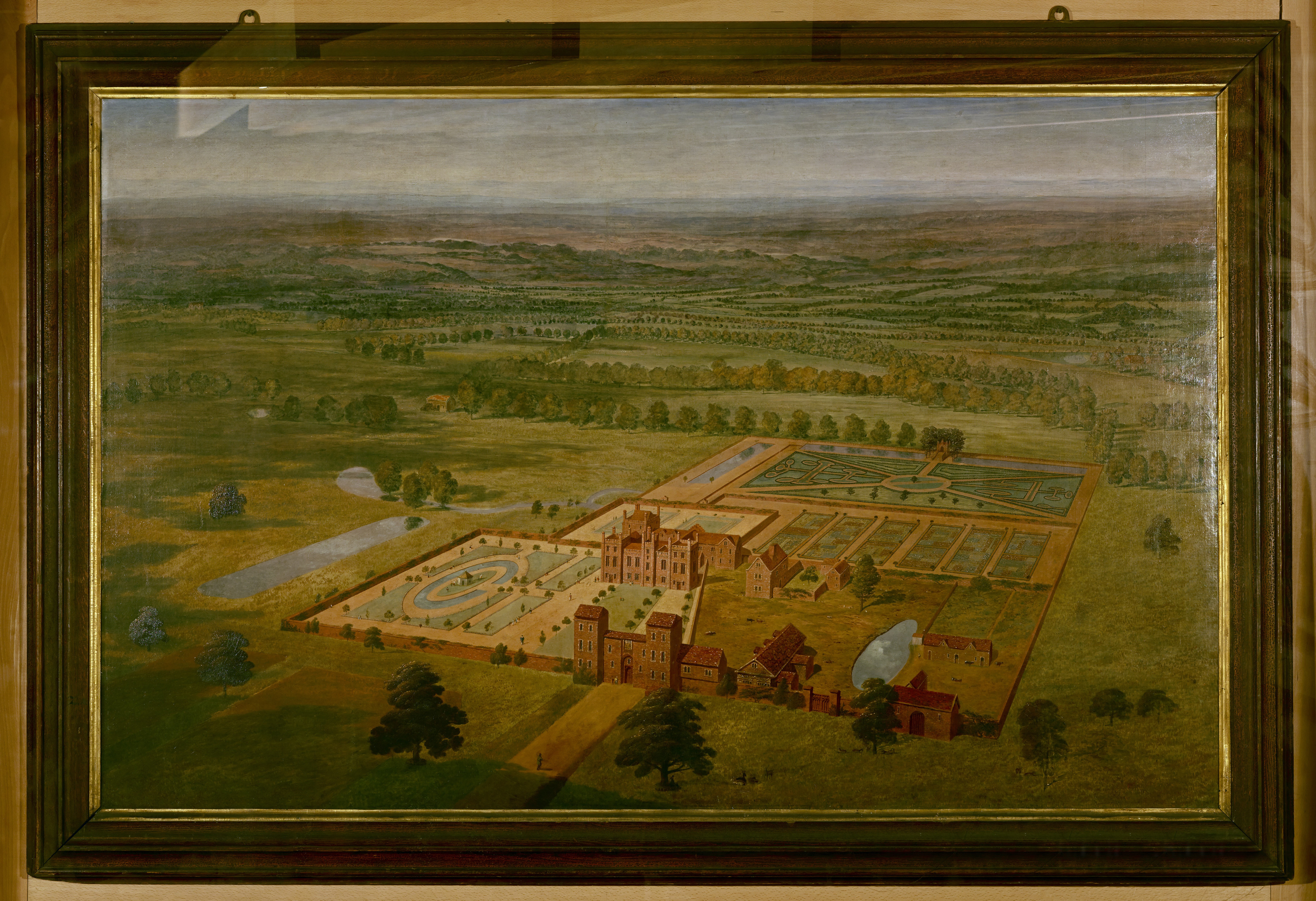 A painting of Belhus Mansion from around 1710, by an unknown artist in the style of Jan Siberechts. (Thurrock Museum/ PA)