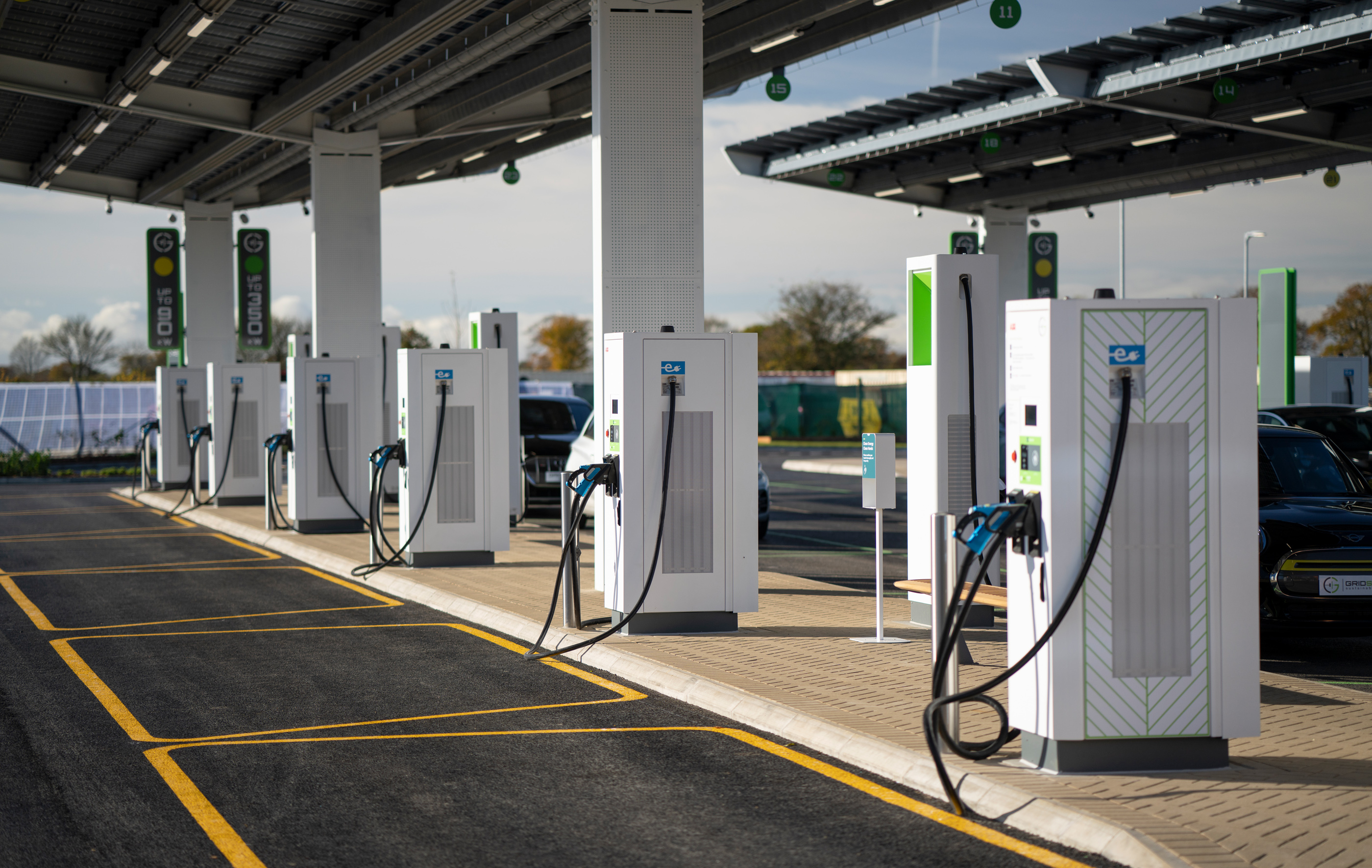 Electric chargers at the Gridserve Electric Forecourt