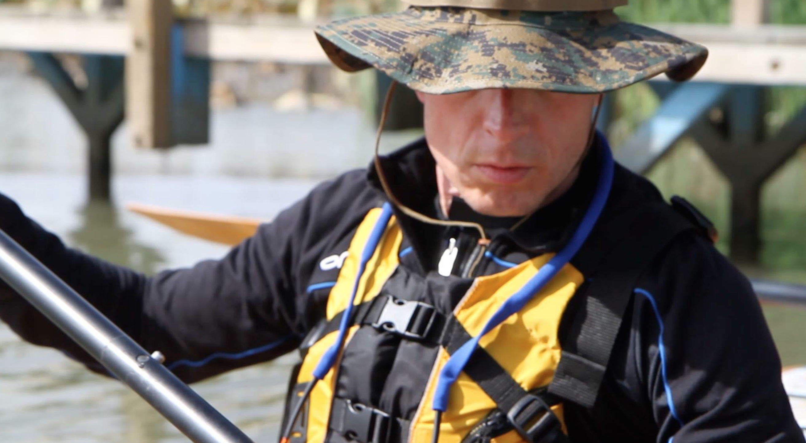 Alex Flynn kayaking during the Trans-America Challenge