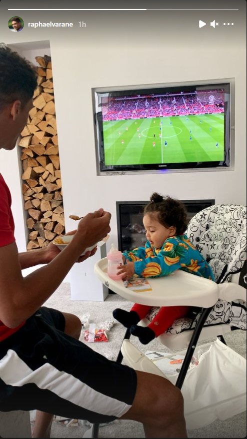 Raphael Varane watched the match 