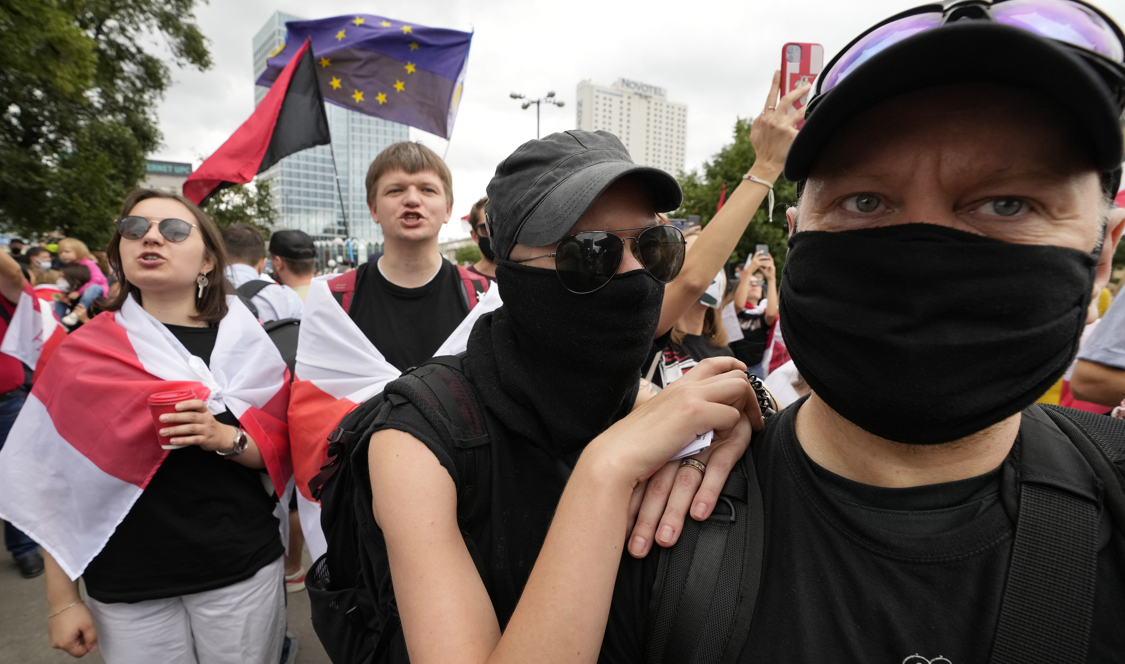 Protesters on the march in Warsaw