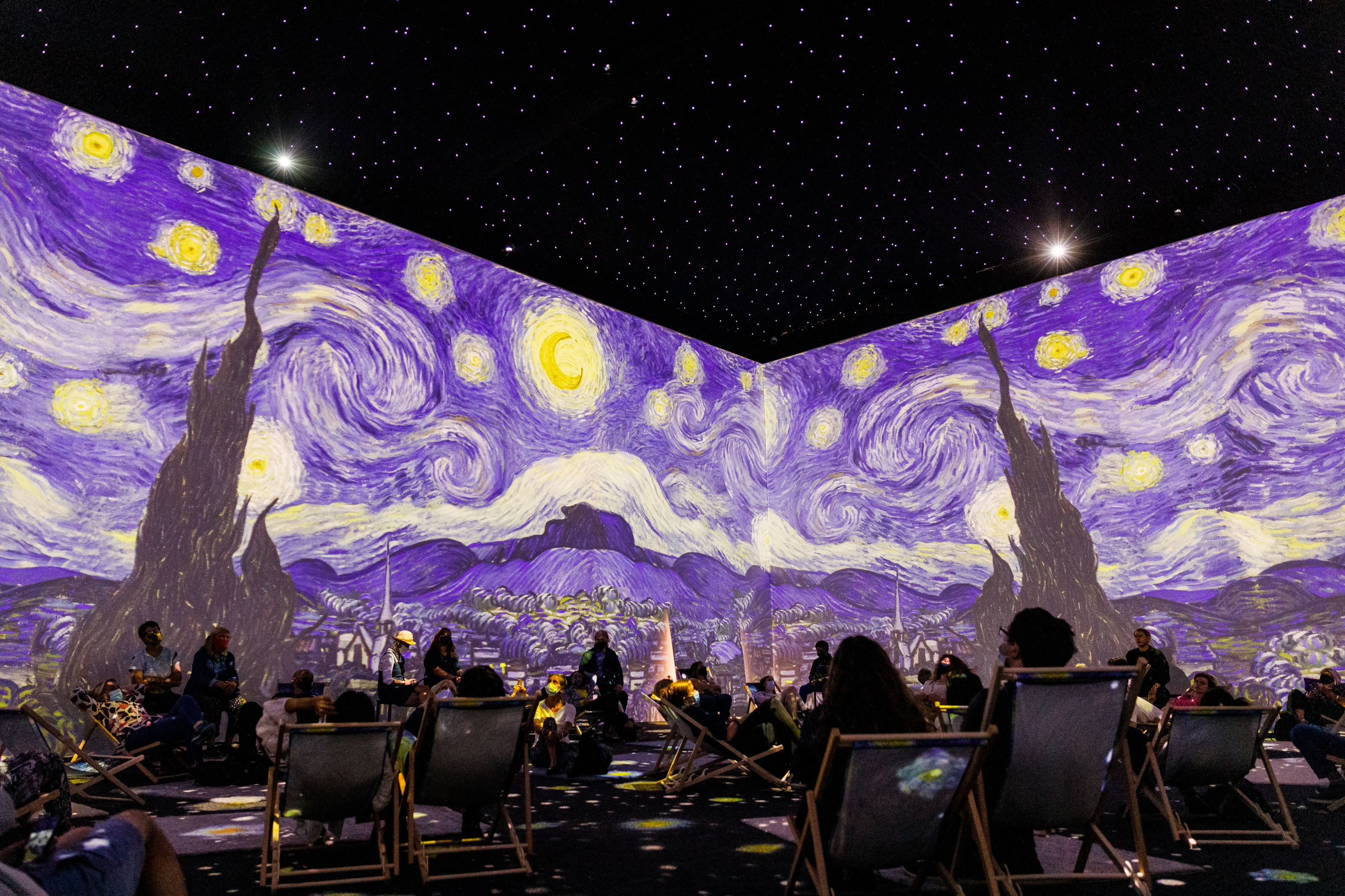 Visitors watch the immersive Van Gogh exhibition (Tristan Fewings/Getty Images/PA)