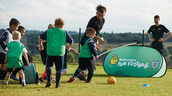 Phillips made a surprise visit to first club Wortley to take part in a McDonalds Fun Football Session