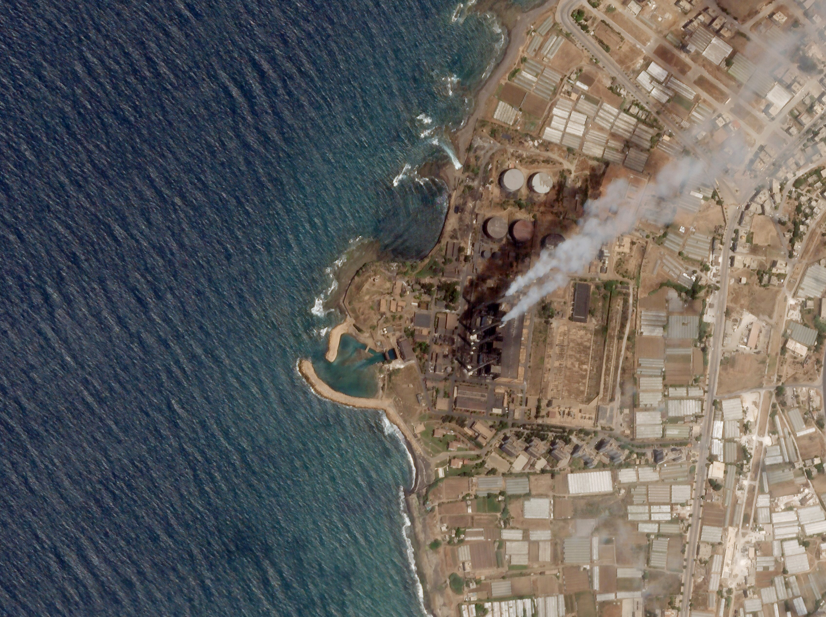 The Baniyas Thermal Station, a major oil refinery, in Baniyas, Syria