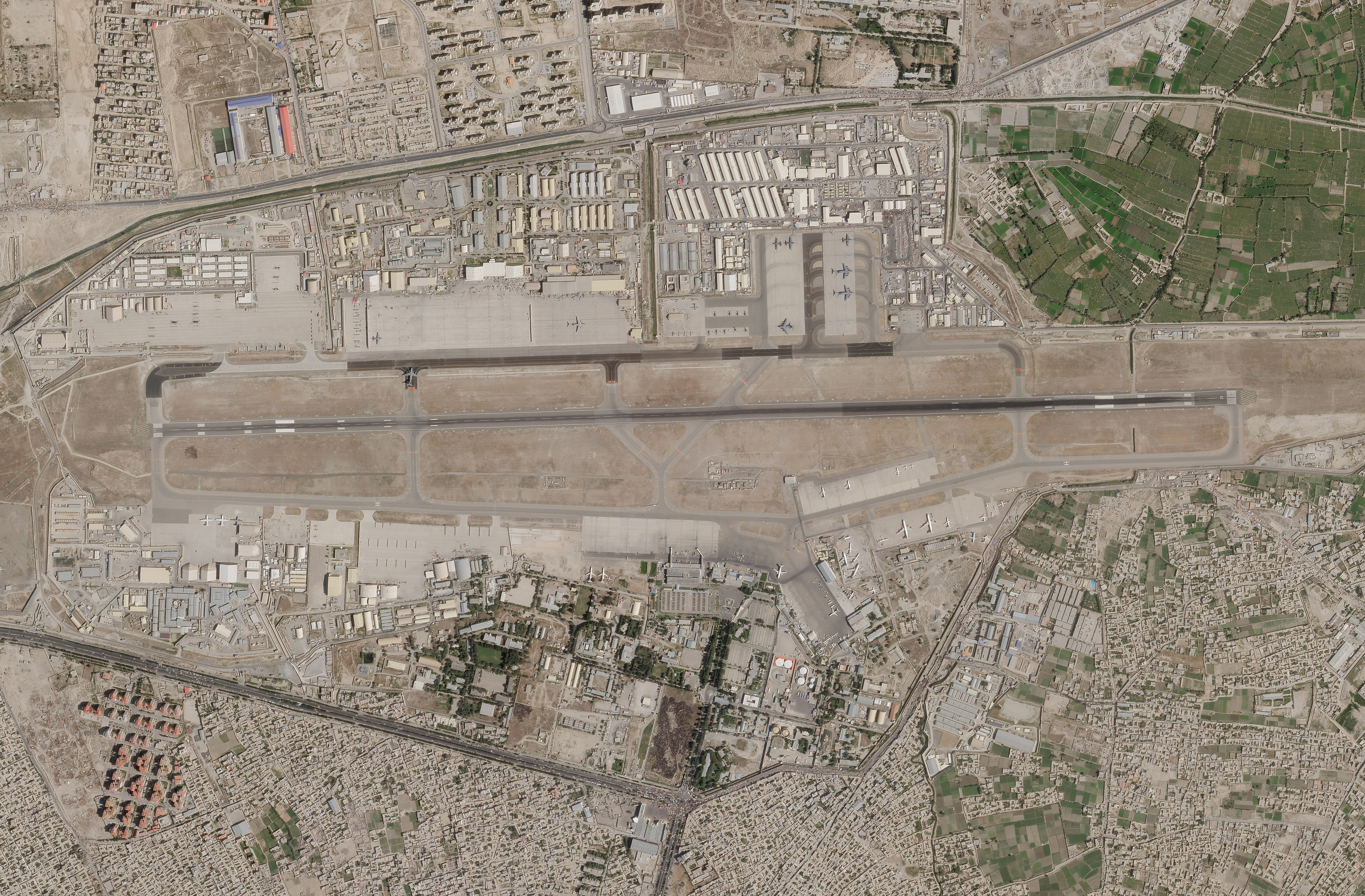 Kabul's international airport is seen as an evacuation flight taxis to the military side of the airport in Kabul, Afghanistan