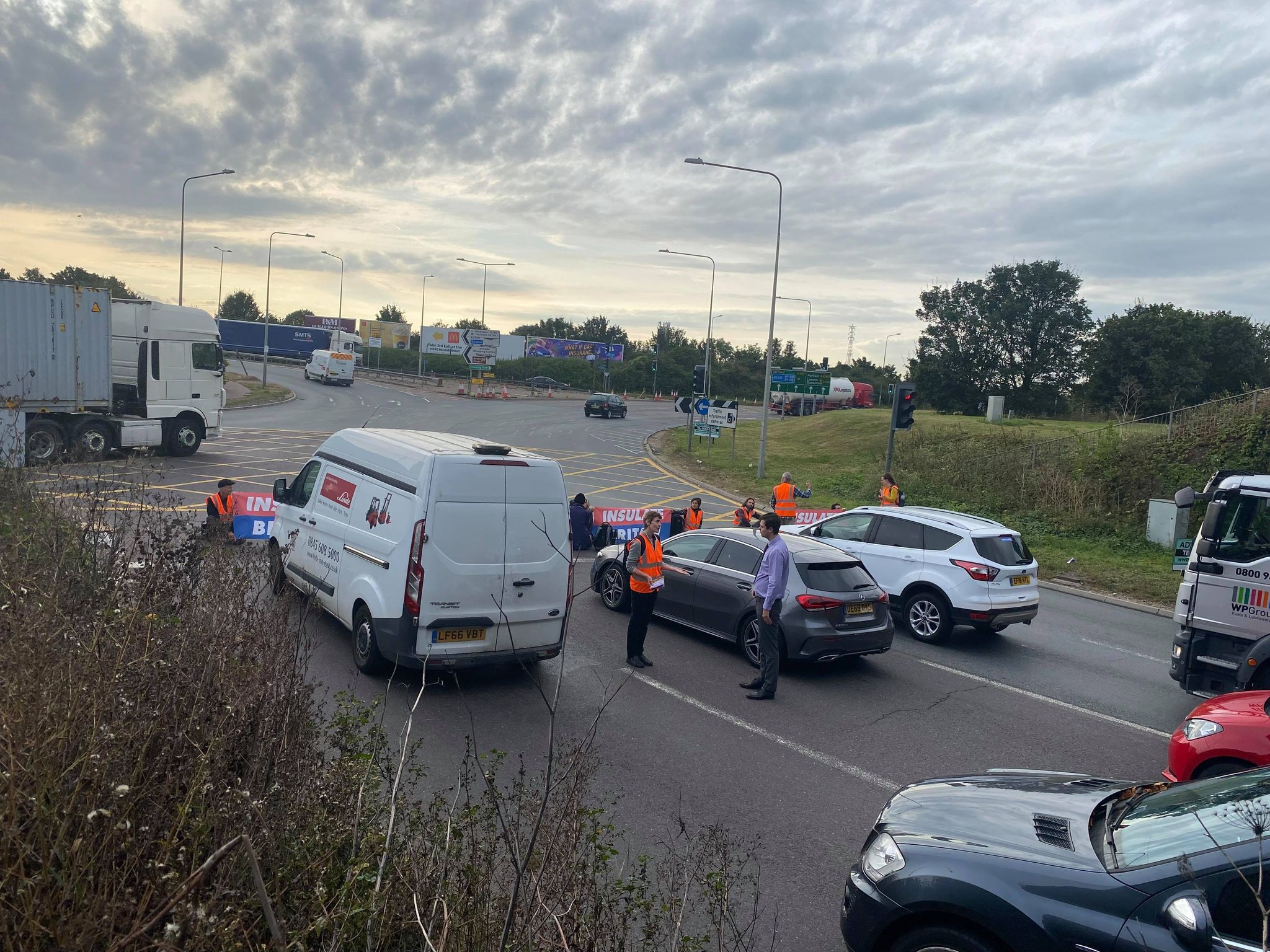 Protesters on the M25 