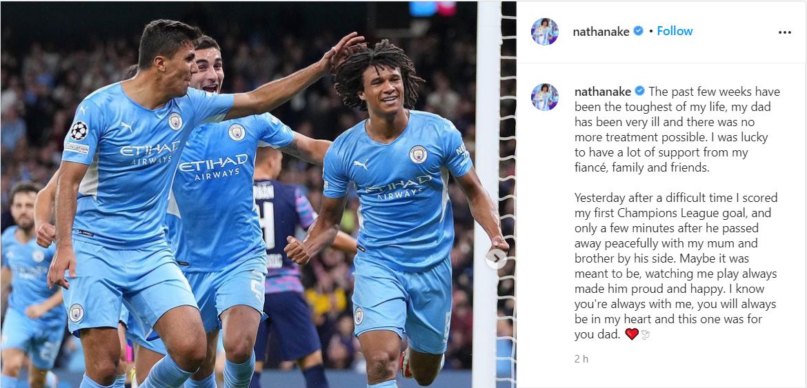 Nathan Ake posted a moving social media update after Wednesday's game against Leipzig