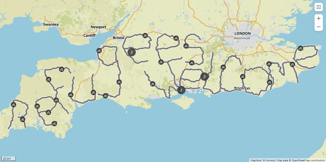 Final map showing Refugees Welcome route cycled