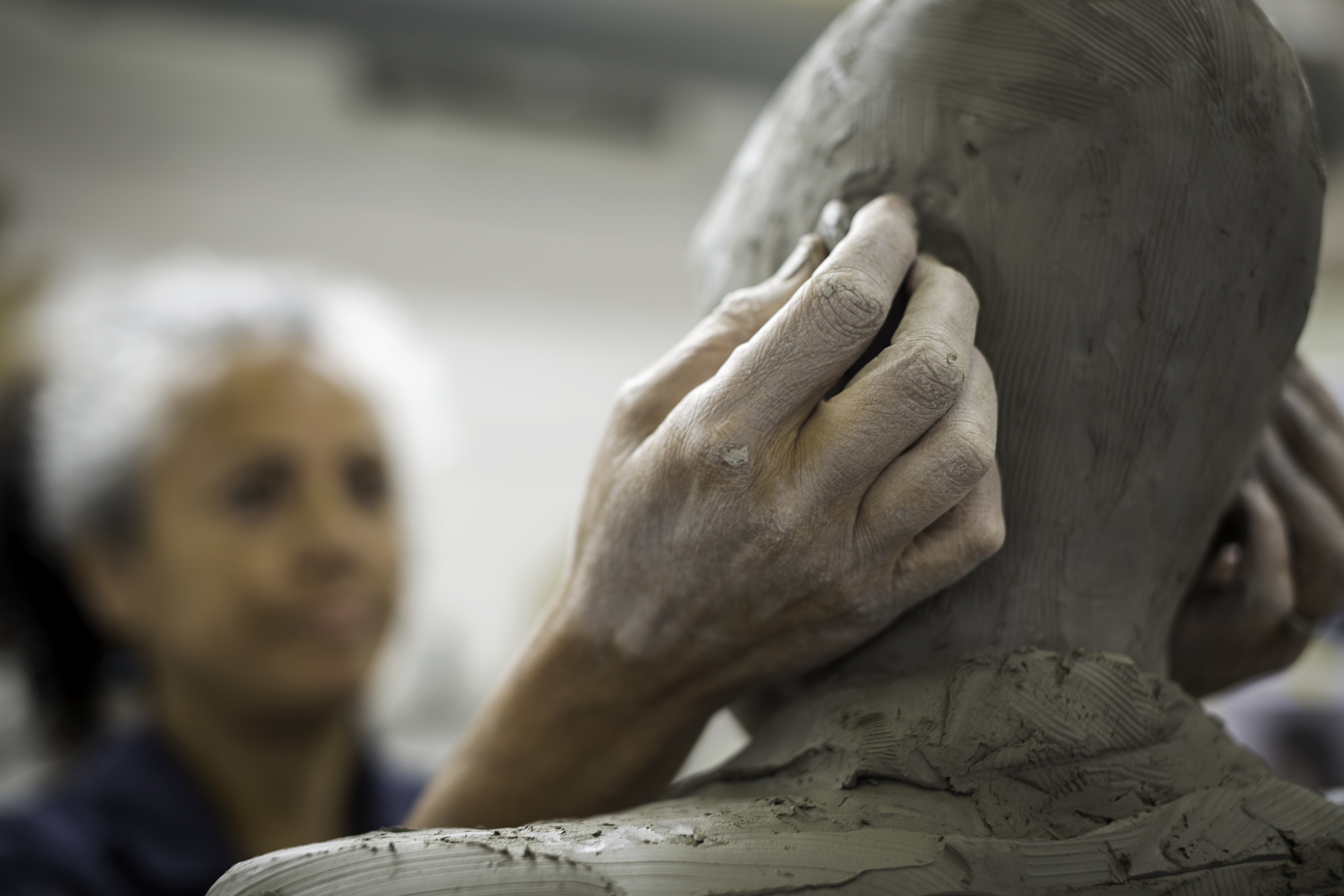 Artist Helen Wilson Roe works on the sculpture of Henrietta Lacks (John Roe/University of Bristol/PA)