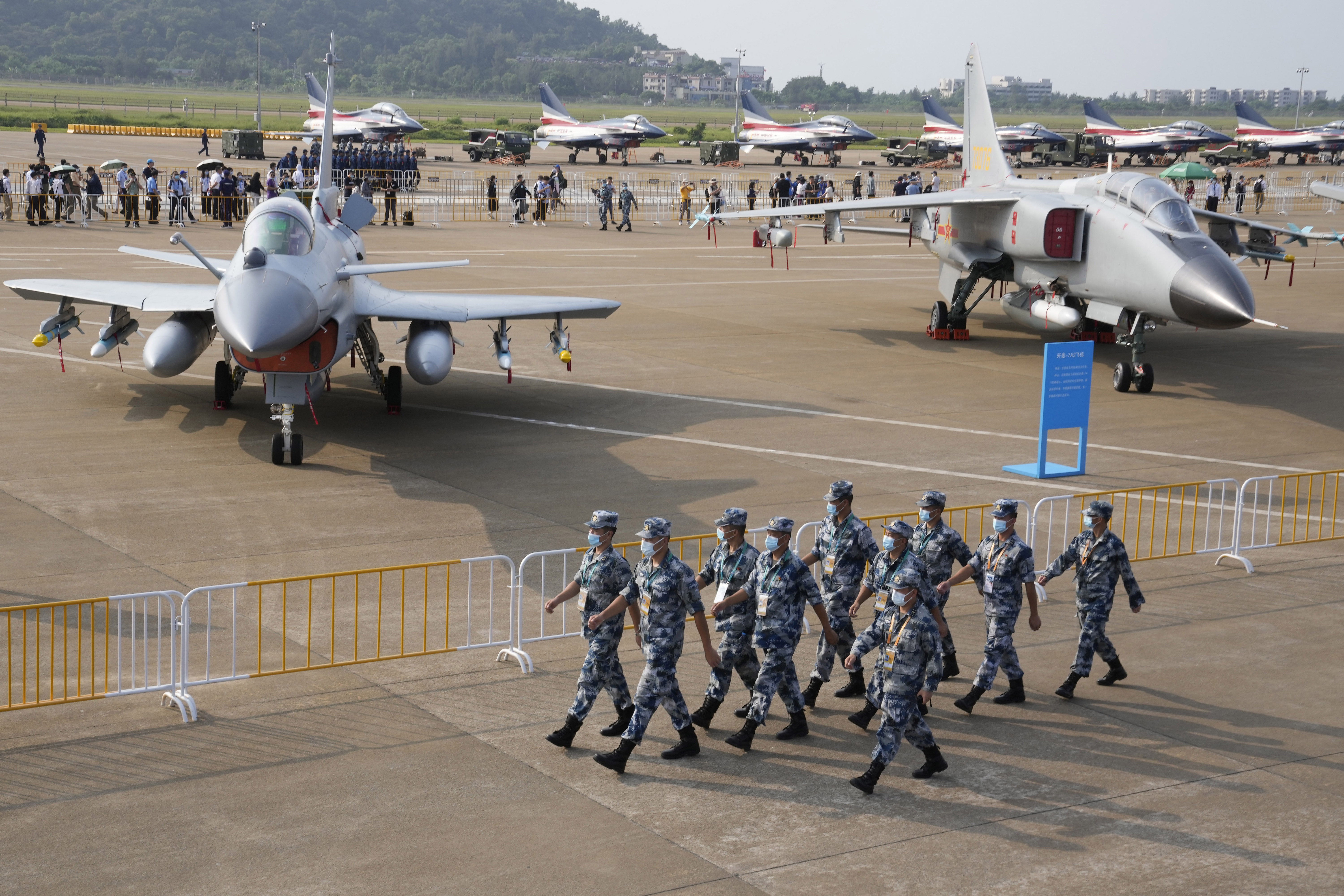 Chinese Air Force personnel at the 13th China International Aviation and Aerospace Exhibition last month 
